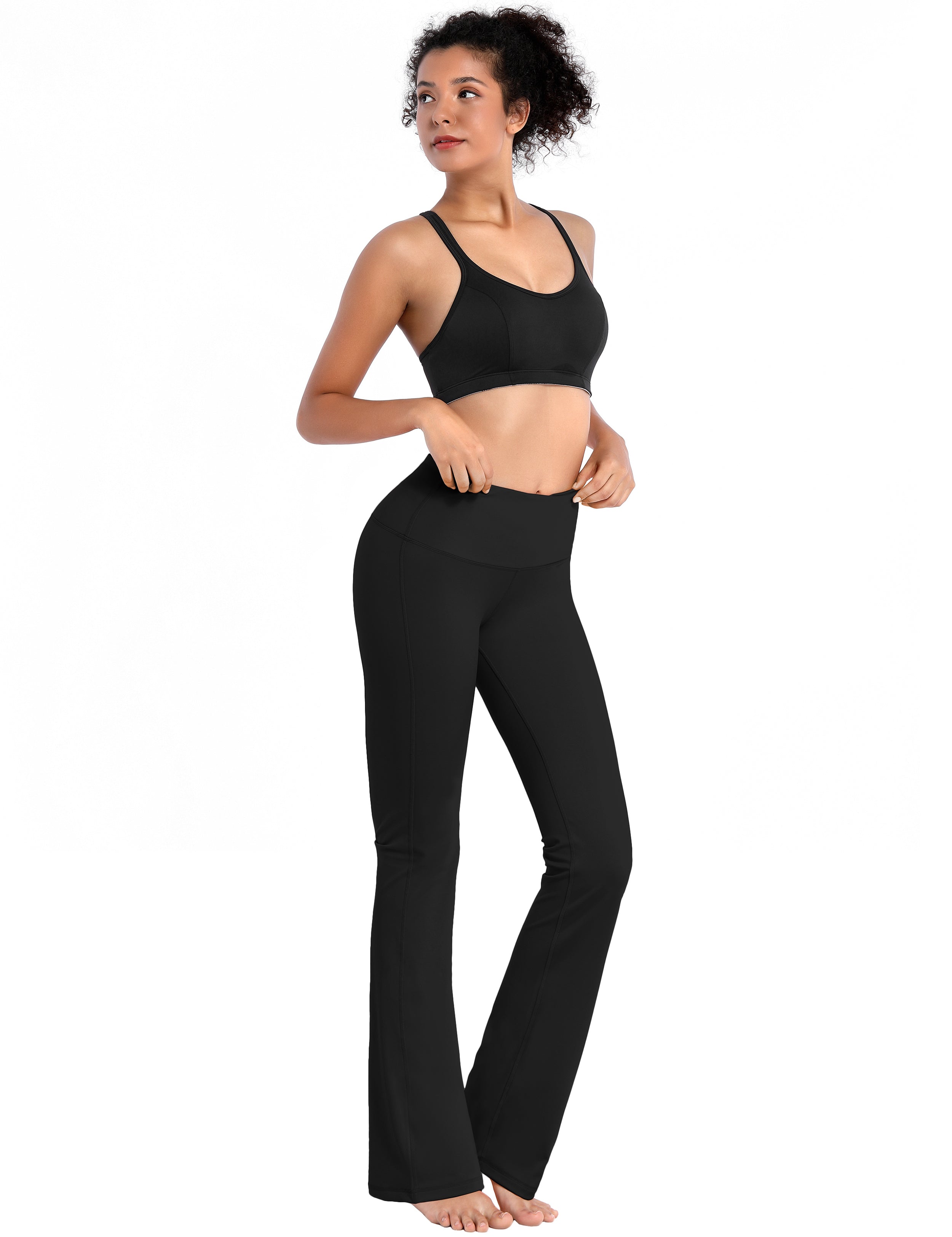 29" 31" 33" 35" 37" High Waist Bootcut Leggings Black_Tall Size
