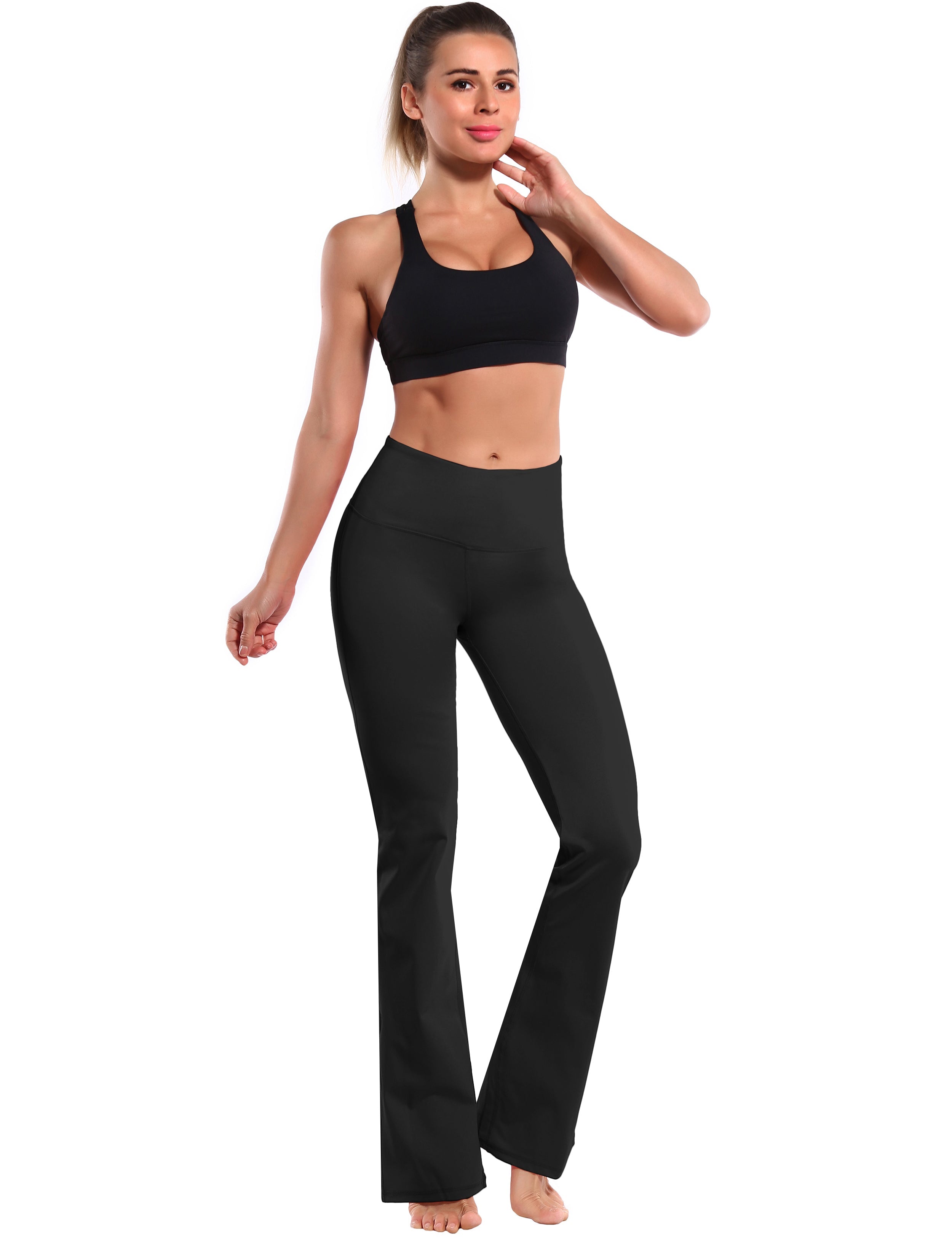 29" 31" 33" 35" 37" High Waist Bootcut Leggings Black_Golf