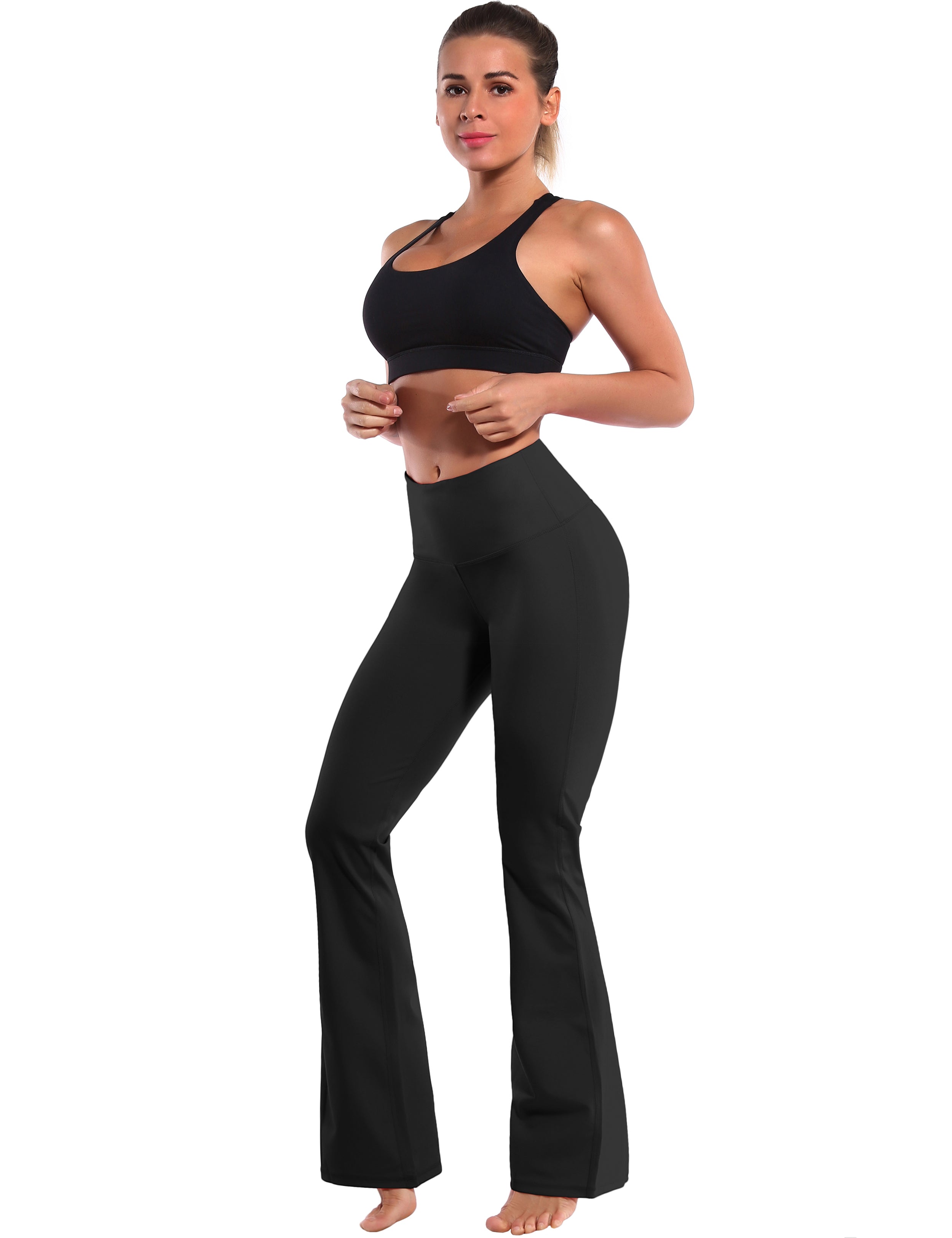 29" 31" 33" 35" 37" High Waist Bootcut Leggings Black_Tall Size