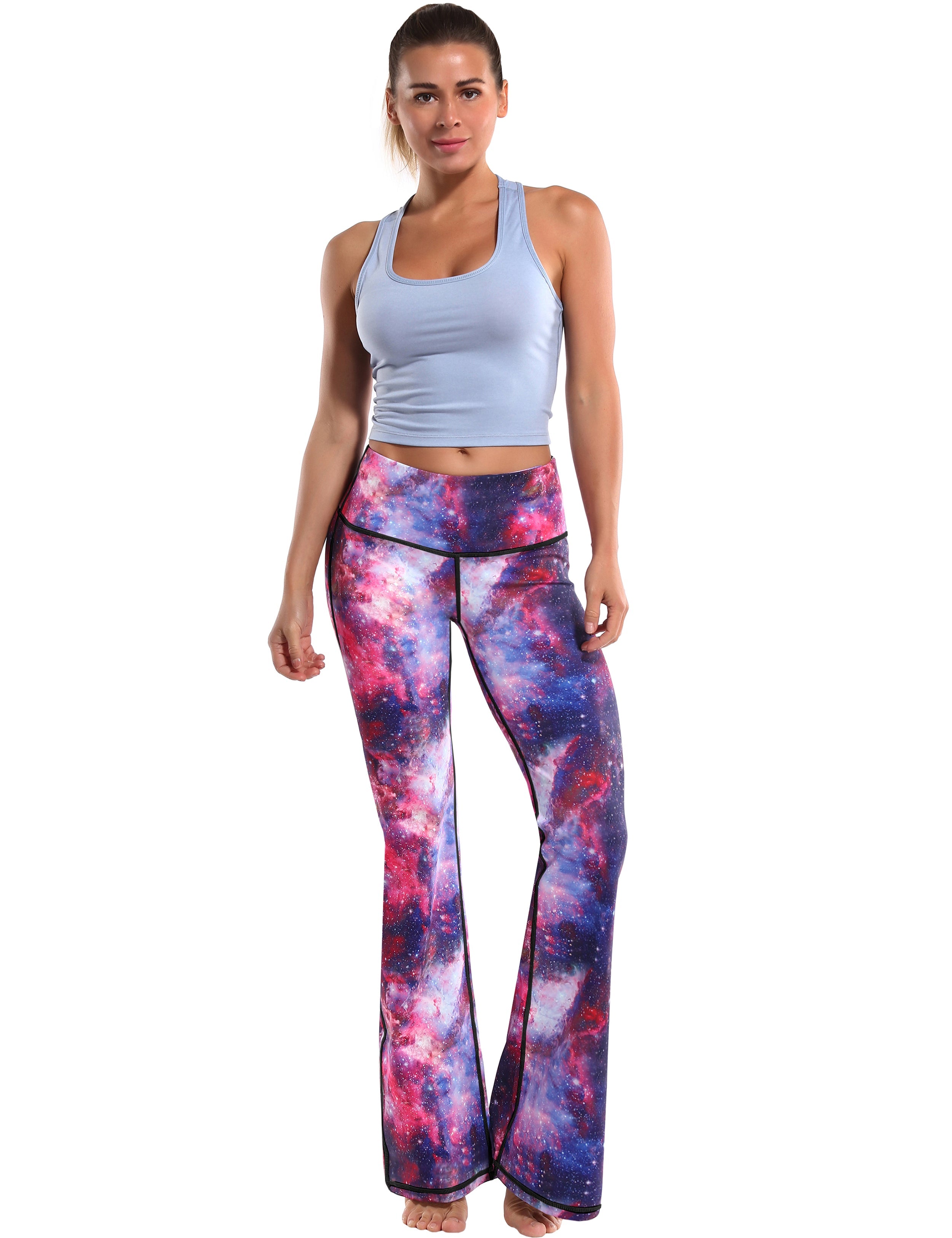 29" 31" 33" 35" 37" High Waist Printed Bootcut Leggings Galaxy_Gym