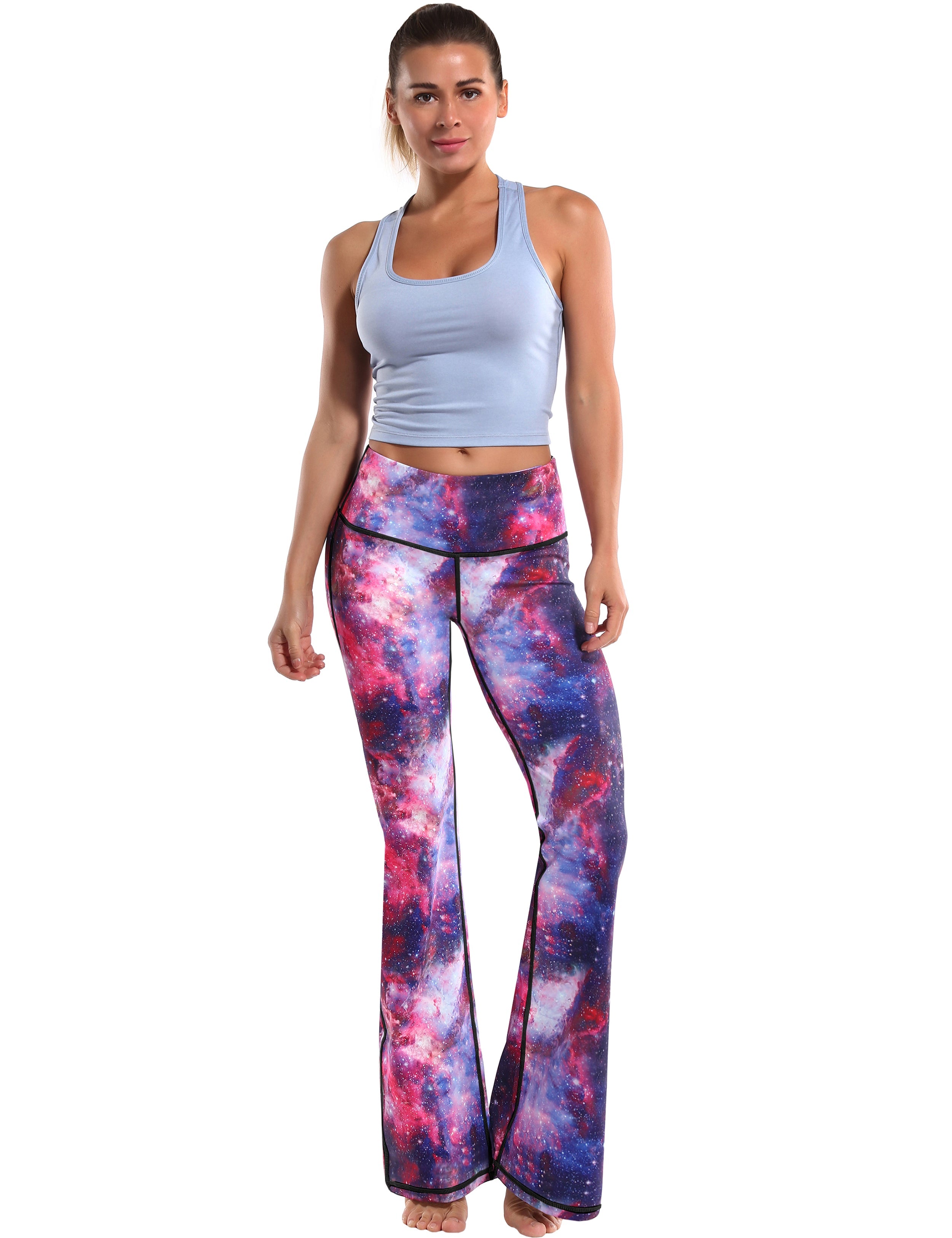 29" 31" 33" 35" 37" High Waist Printed Bootcut Leggings Galaxy_Running