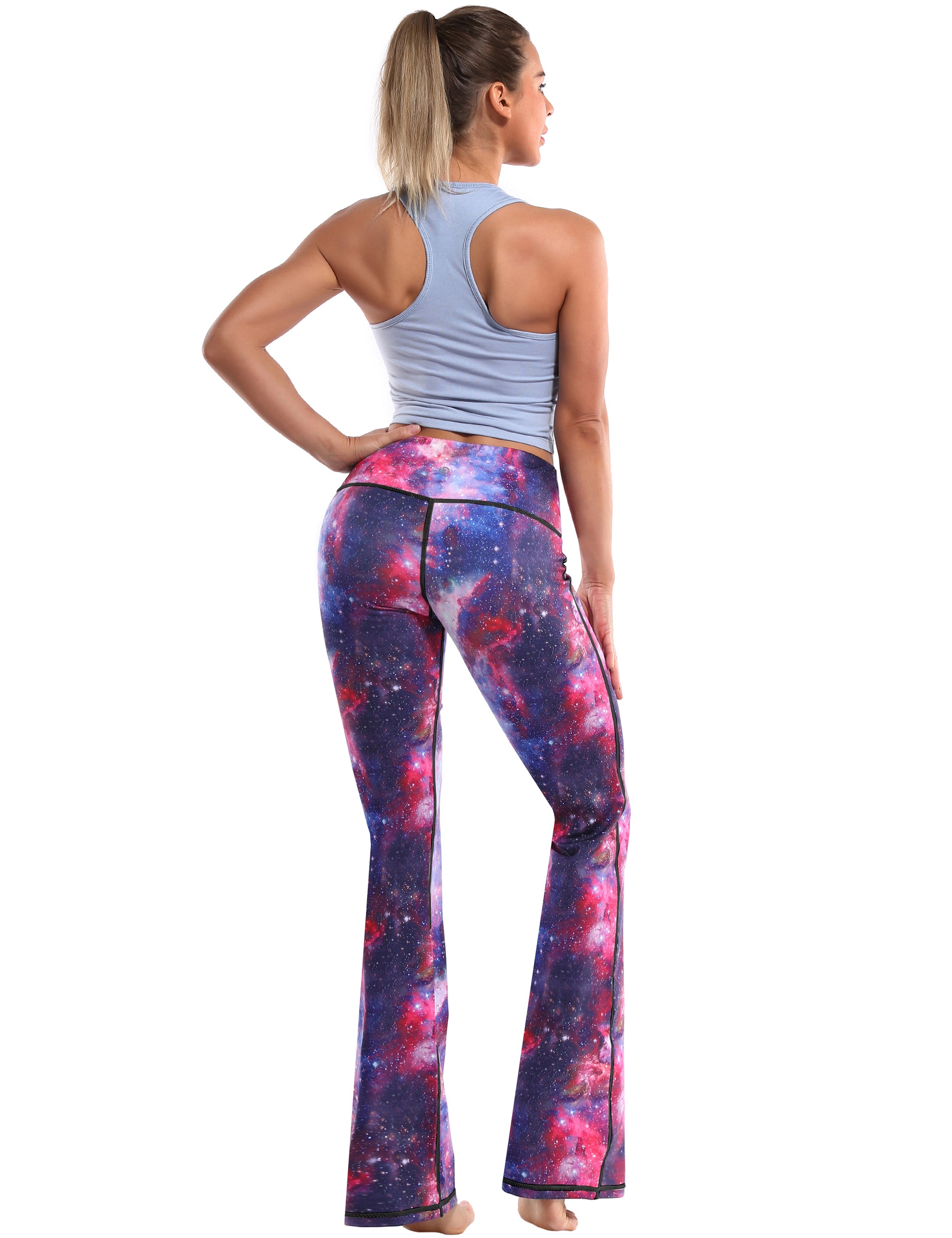 29" 31" 33" 35" 37" High Waist Printed Bootcut Leggings Galaxy_Running
