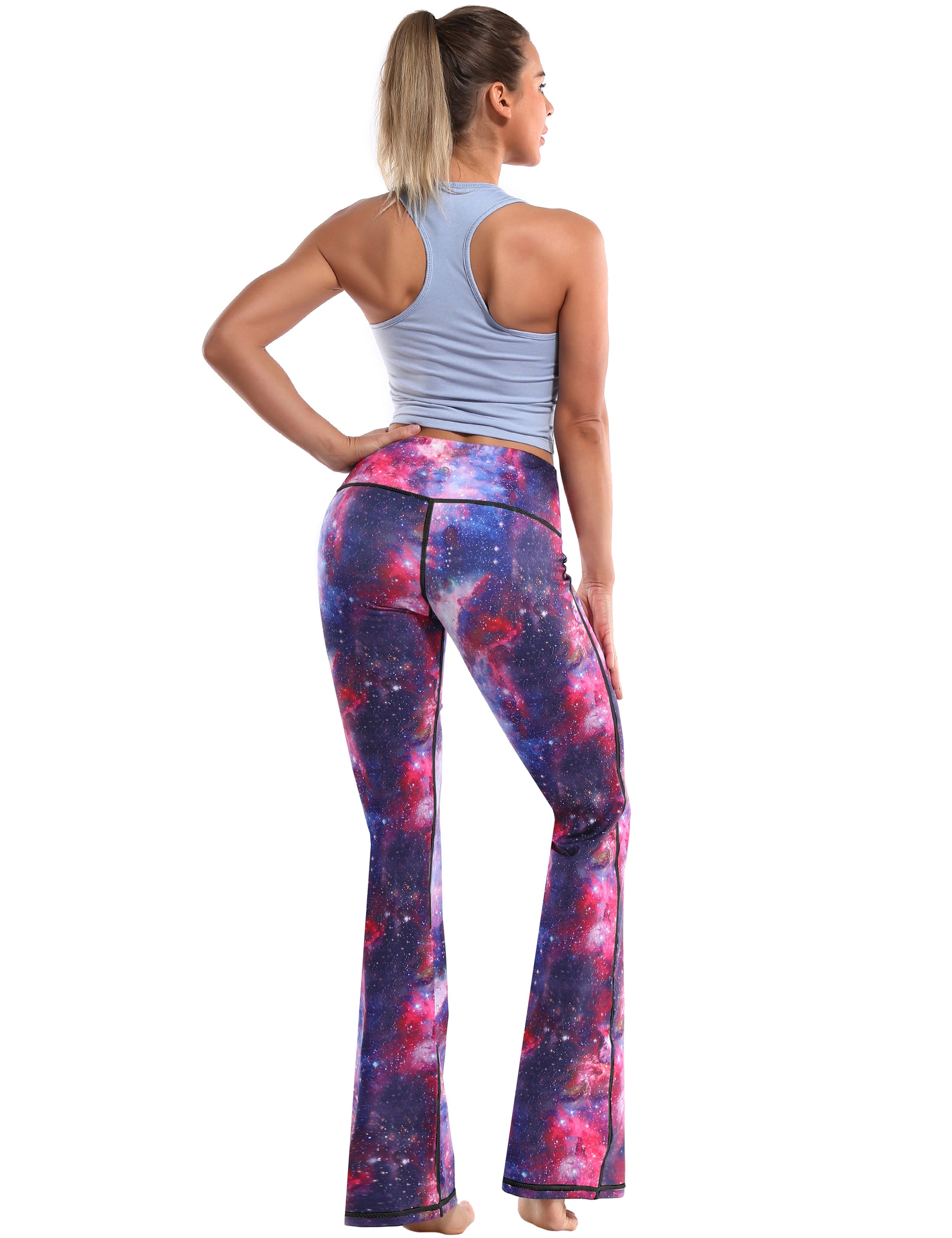 29" 31" 33" 35" 37" High Waist Printed Bootcut Leggings Galaxy_Gym