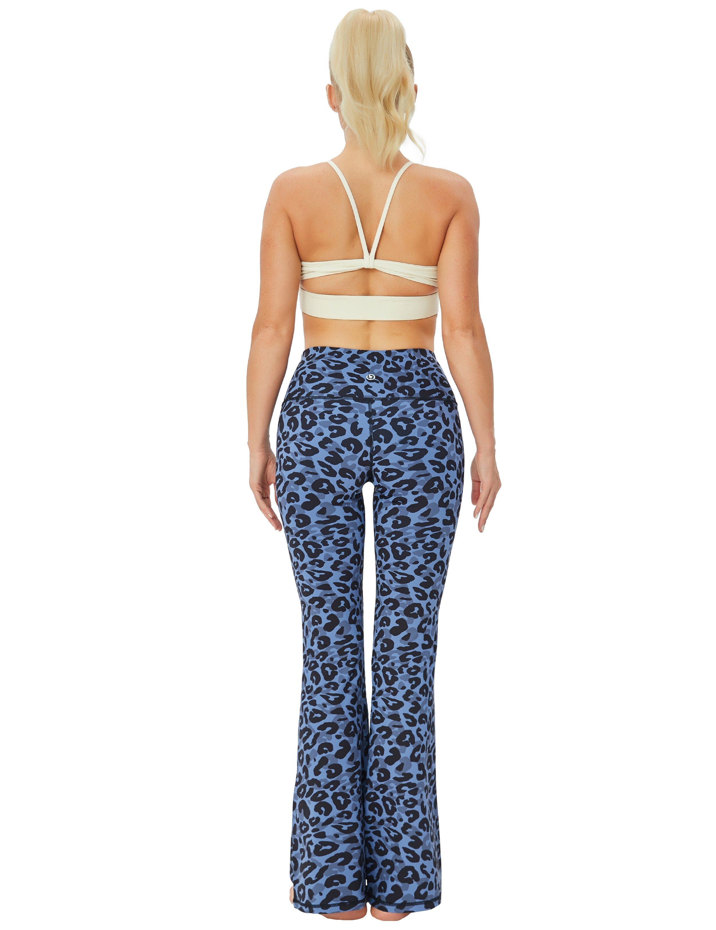 High Waist Printed Bootcut Leggings navy_leopard 78%Polyester/22%Spandex Fabric doesn't attract lint easily 4-way stretch No see-through Moisture-wicking Tummy control Inner pocket Five lengths