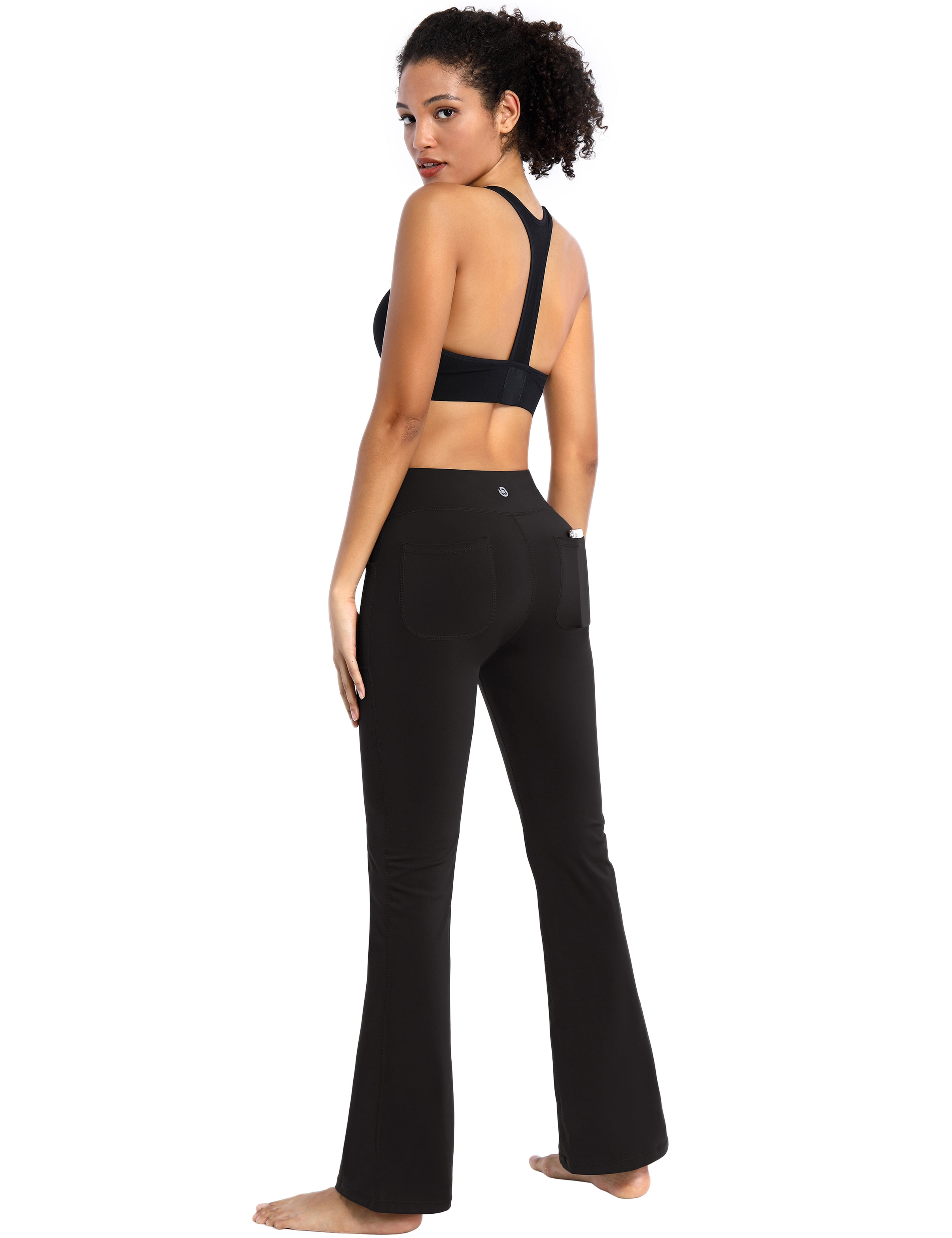  BUBBLELIME 29/31/33/35 4 Styles Womens Bootcut Yoga Pants  Tummy Control - Side PocketsBlack S33 Inseam
