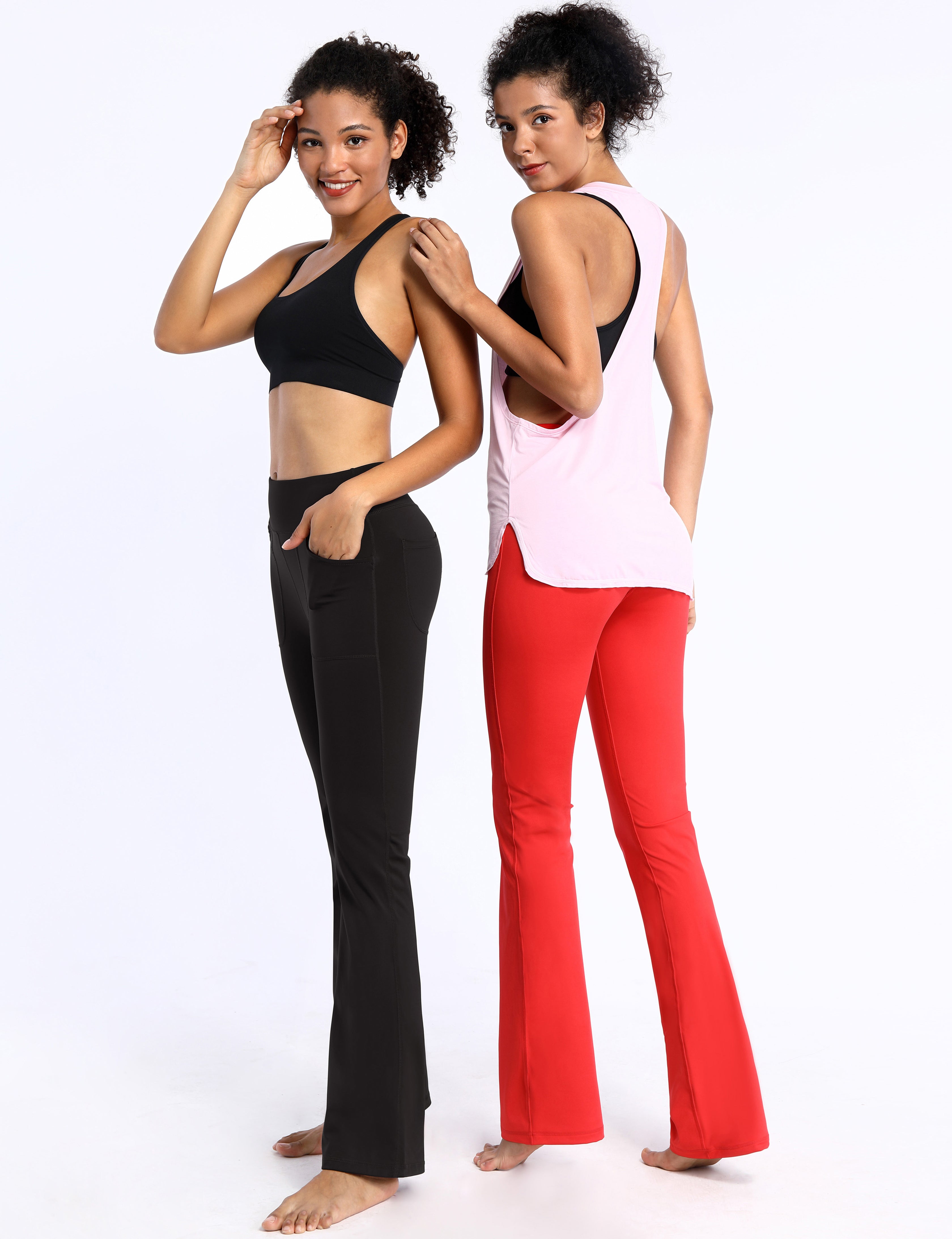29" 31" 33" 35" Bootcut Leggings with Pockets black ins_Plus Size