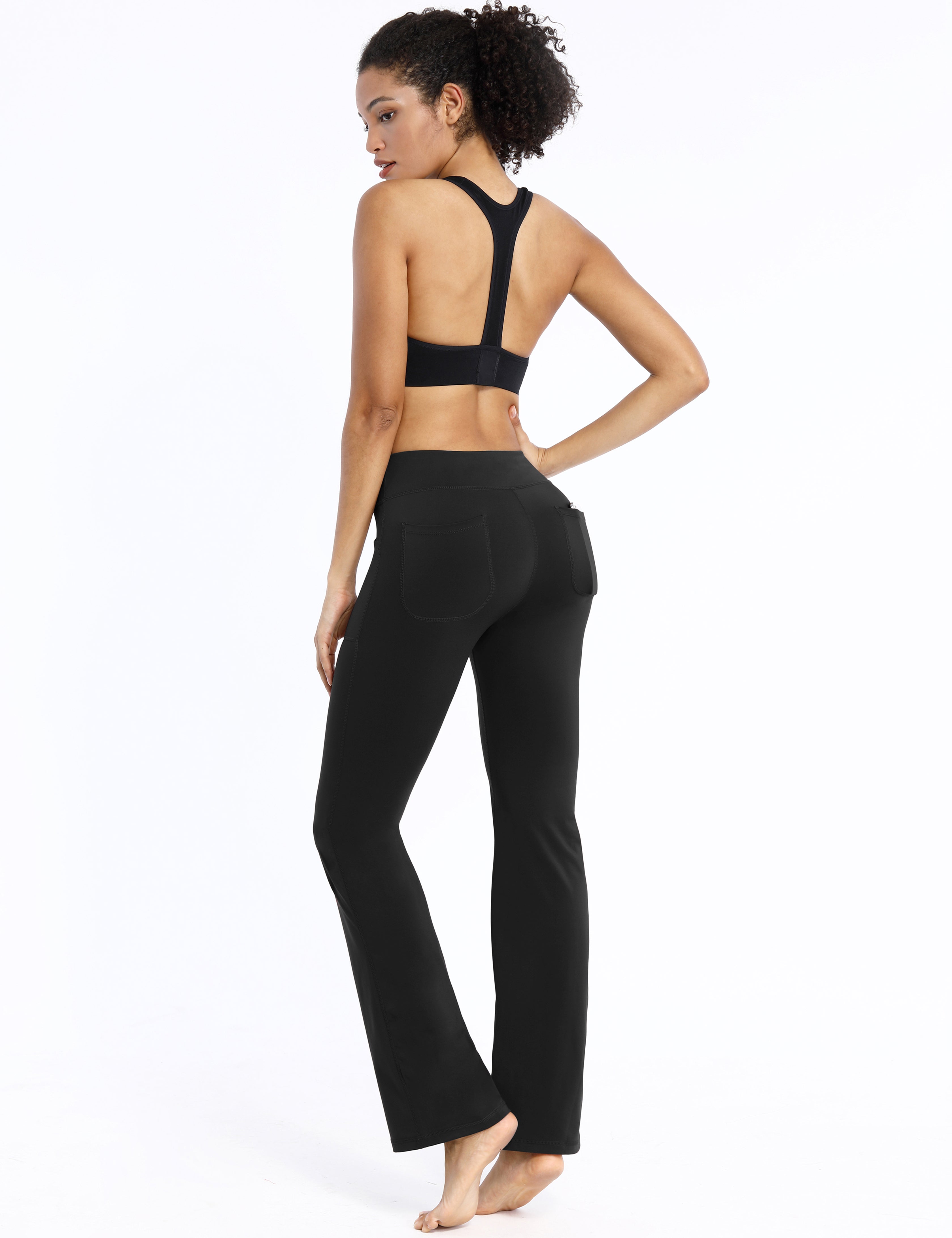 29" 31" 33" 35" Bootcut Leggings with Pockets black ins_Plus Size