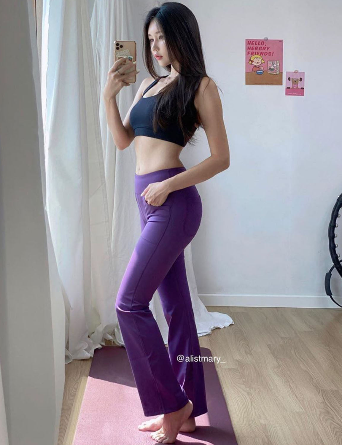 4 Pockets Bootcut Leggings eggplantpurple 75%Nylon/25%Spandex Fabric doesn't attract lint easily 4-way stretch No see-through Moisture-wicking Inner pocket Four lengths