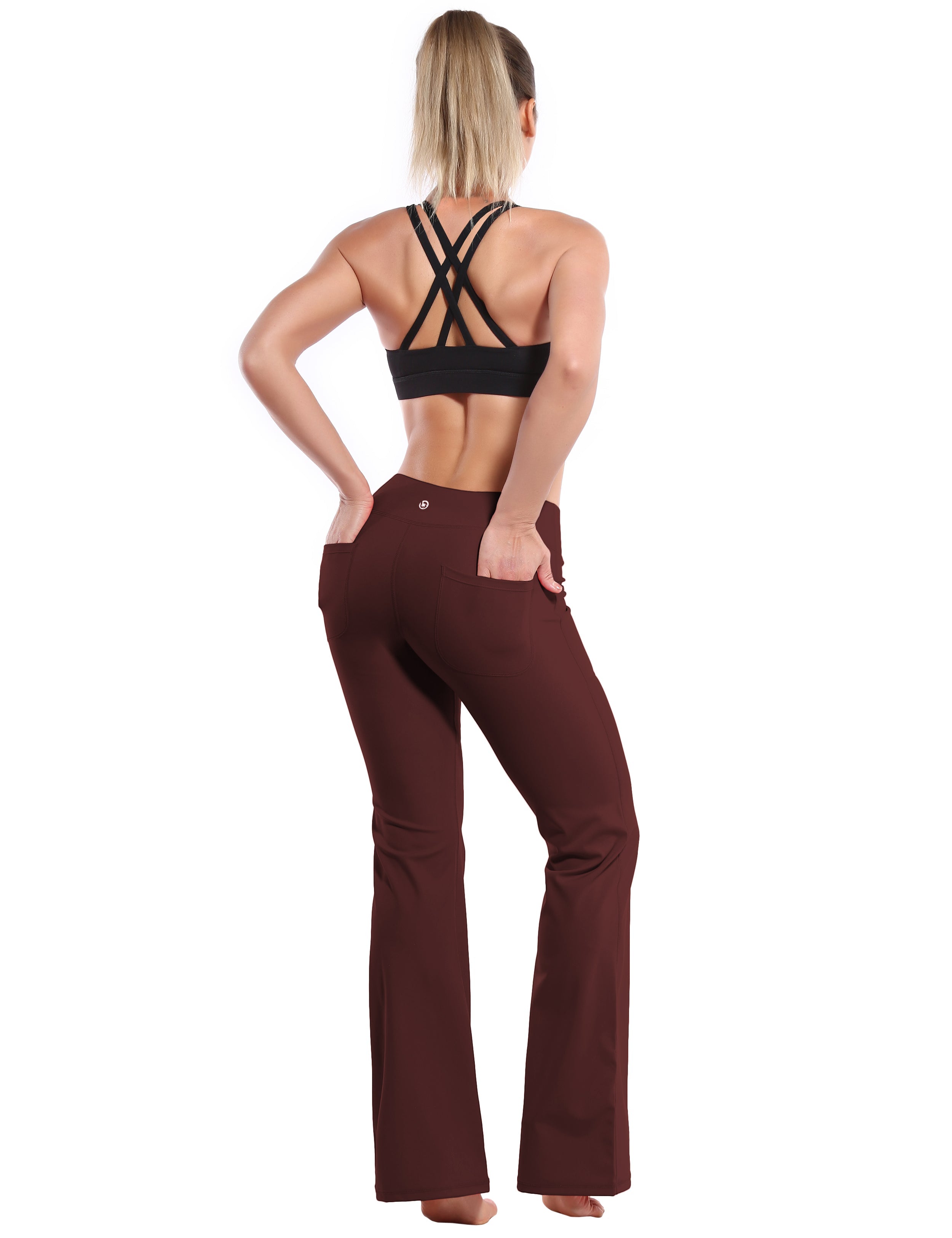 4 Pockets Bootcut Leggings mahoganymaroon 75%Nylon/25%Spandex Fabric doesn't attract lint easily 4-way stretch No see-through Moisture-wicking Inner pocket Four lengths