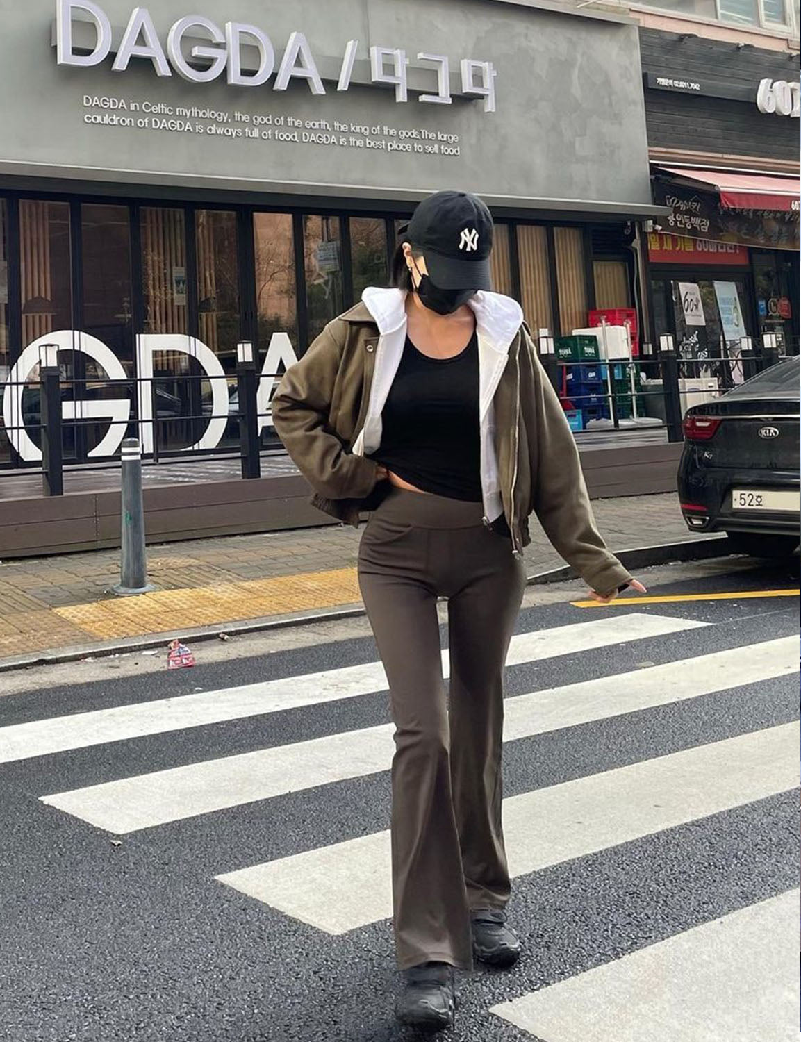 29" 31" 33" 35" Bootcut Leggings with Pockets olivegray ins_Plus Size