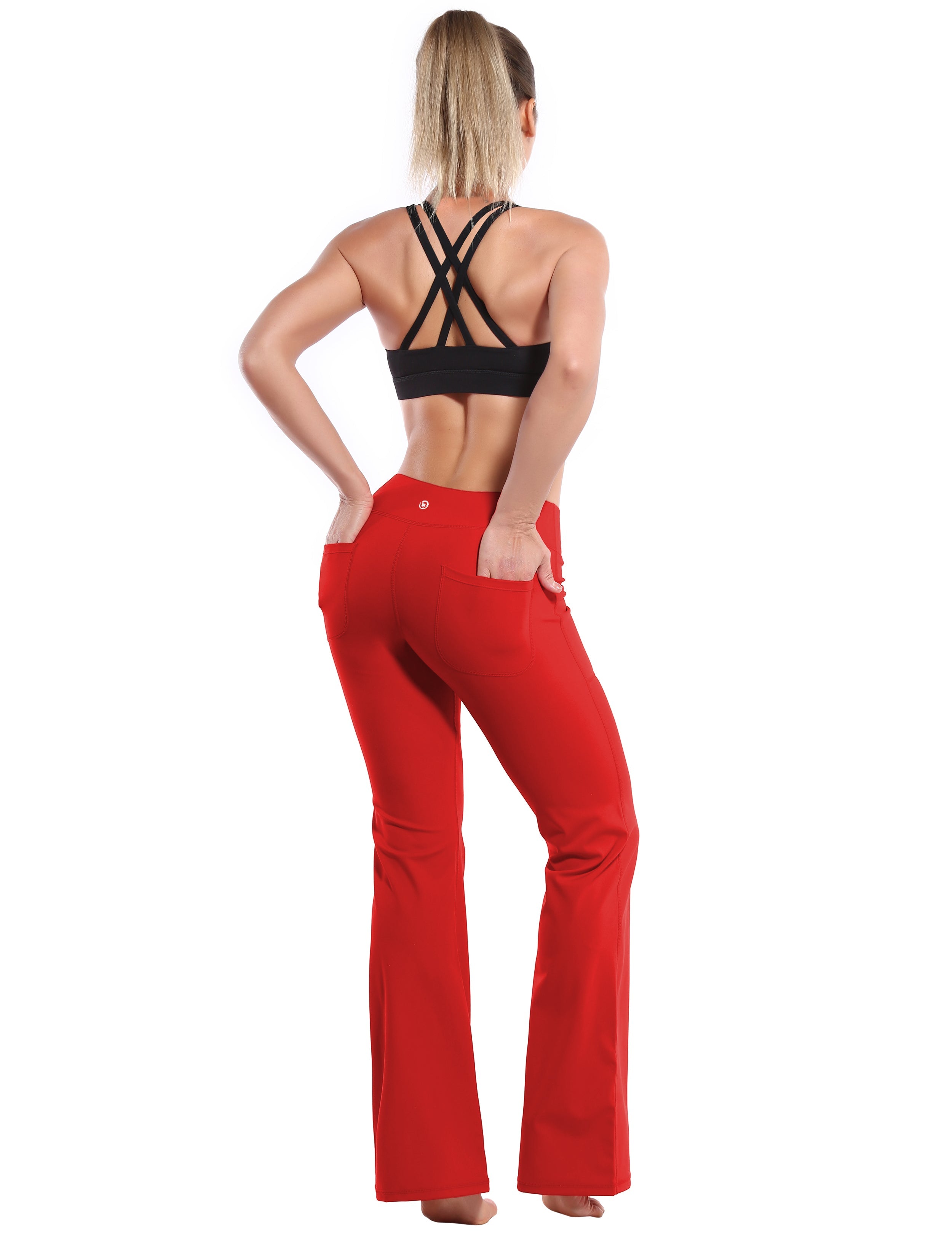 4 Pockets Bootcut Leggings scarlet 75%Nylon/25%Spandex Fabric doesn't attract lint easily 4-way stretch No see-through Moisture-wicking Inner pocket Four lengths