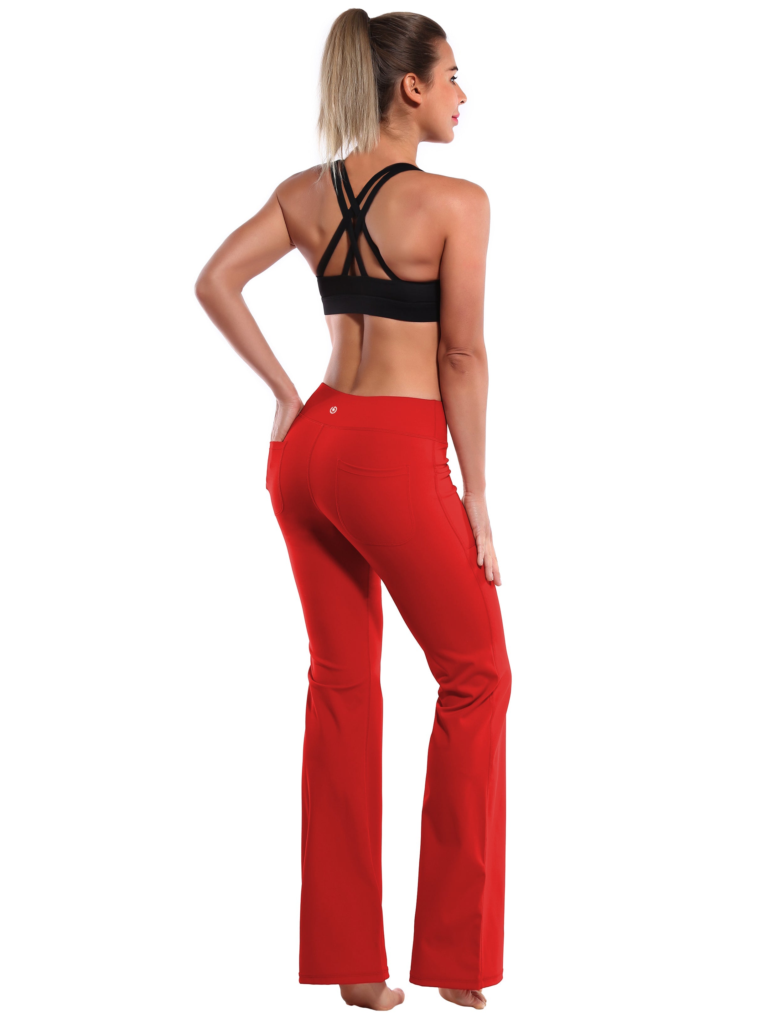 4 Pockets Bootcut Leggings scarlet 75%Nylon/25%Spandex Fabric doesn't attract lint easily 4-way stretch No see-through Moisture-wicking Inner pocket Four lengths