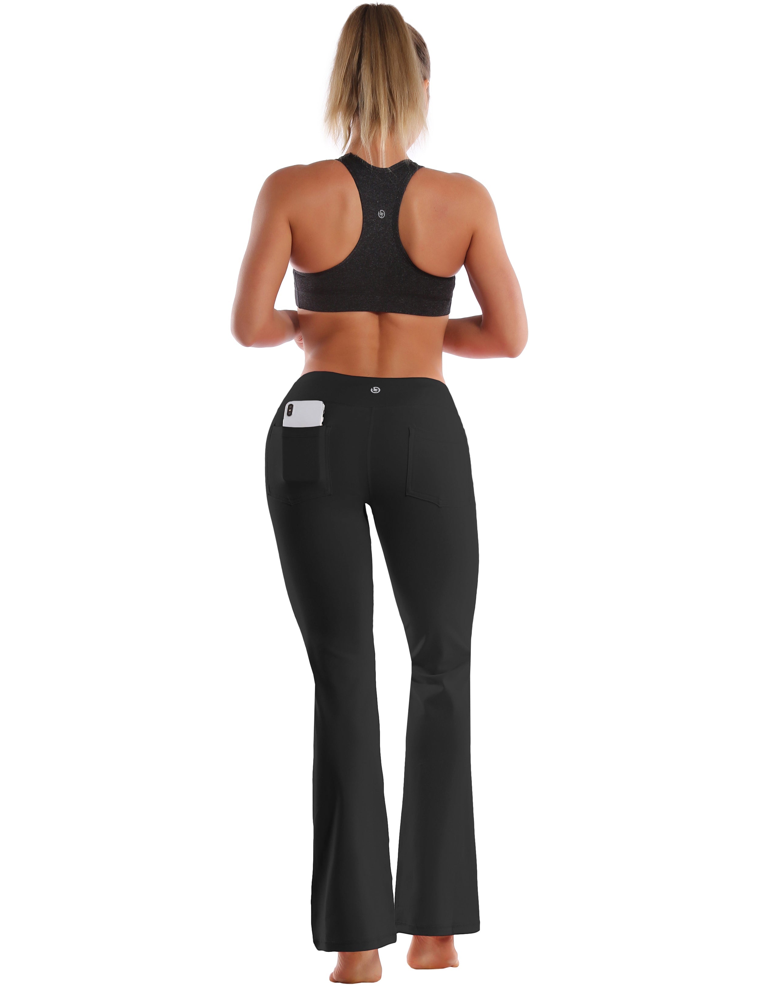 29" 31" 33" 35" 37"  Back Pockets Bootcut Leggings black_Tall Size