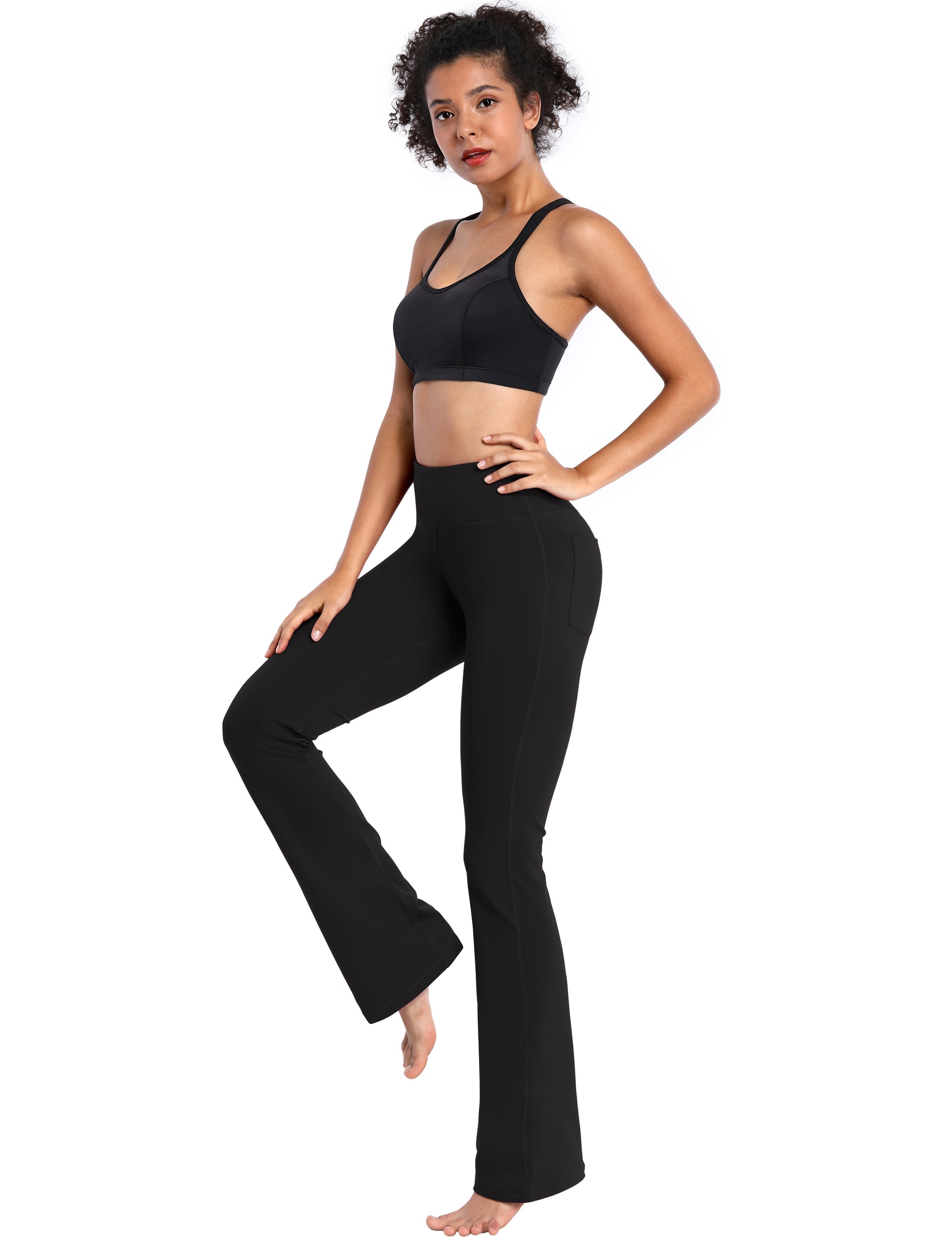 29" 31" 33" 35" 37"  Back Pockets Bootcut Leggings black_Tall Size