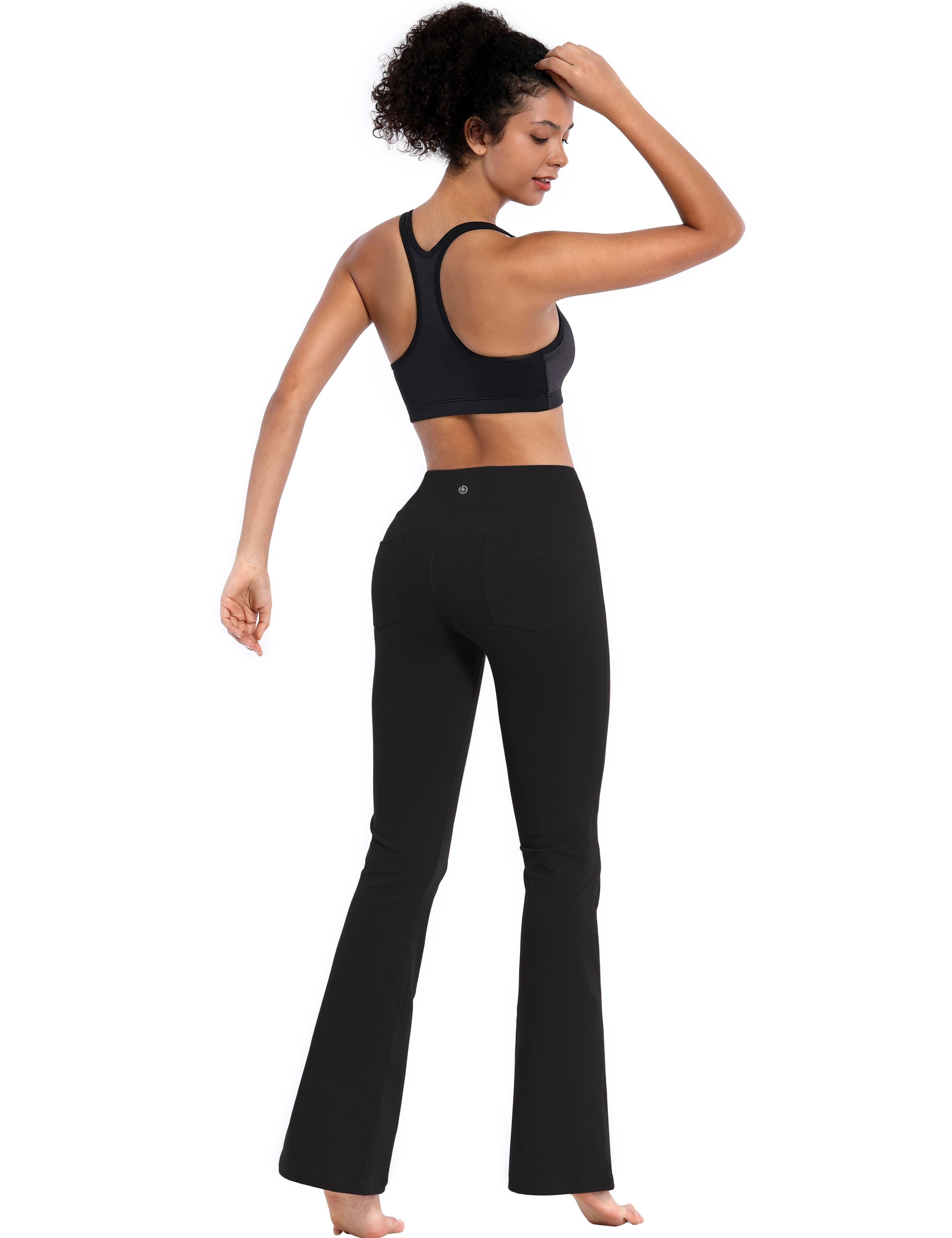 29" 31" 33" 35" 37"  Back Pockets Bootcut Leggings black_Running