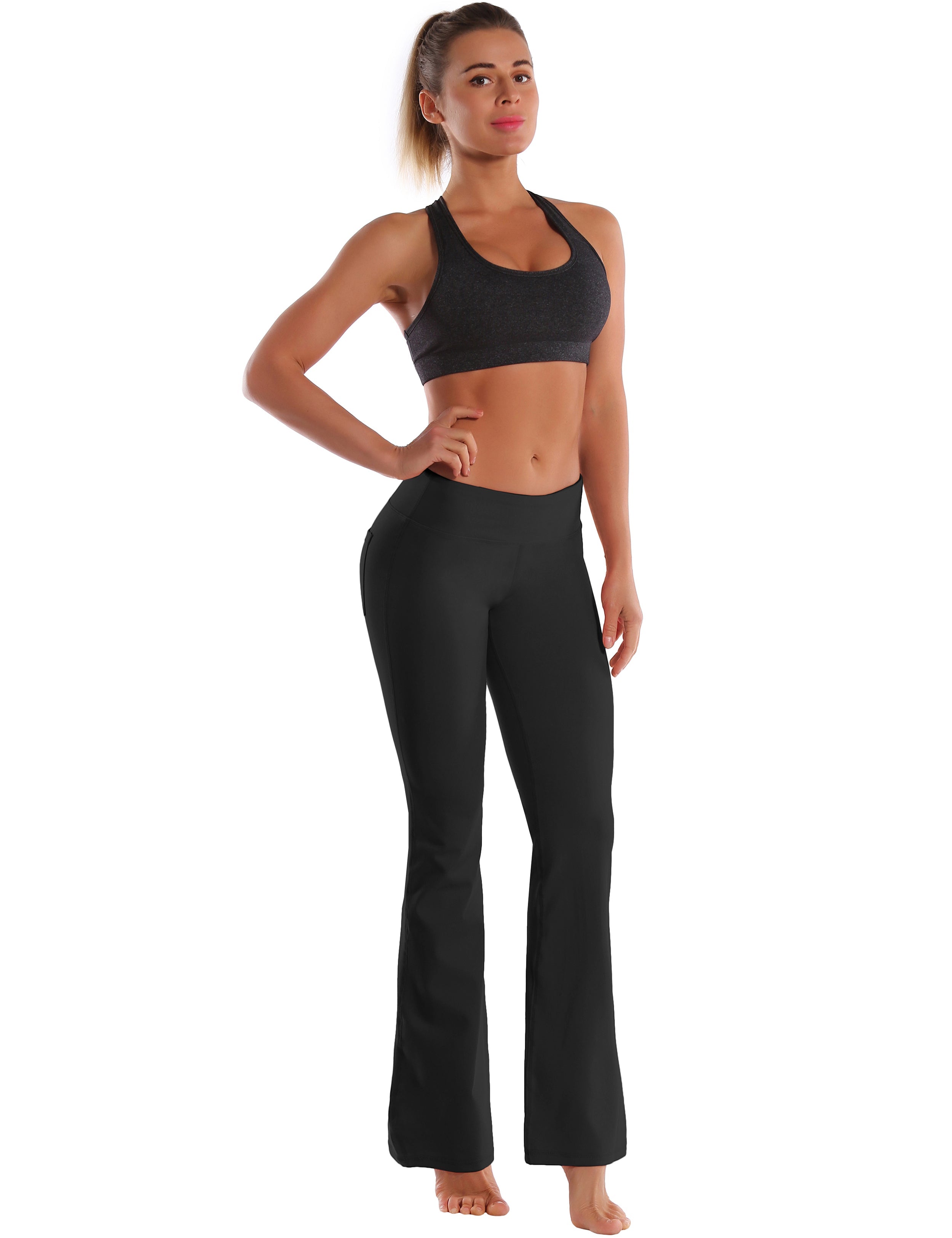 29" 31" 33" 35" 37"  Back Pockets Bootcut Leggings black_Tall Size