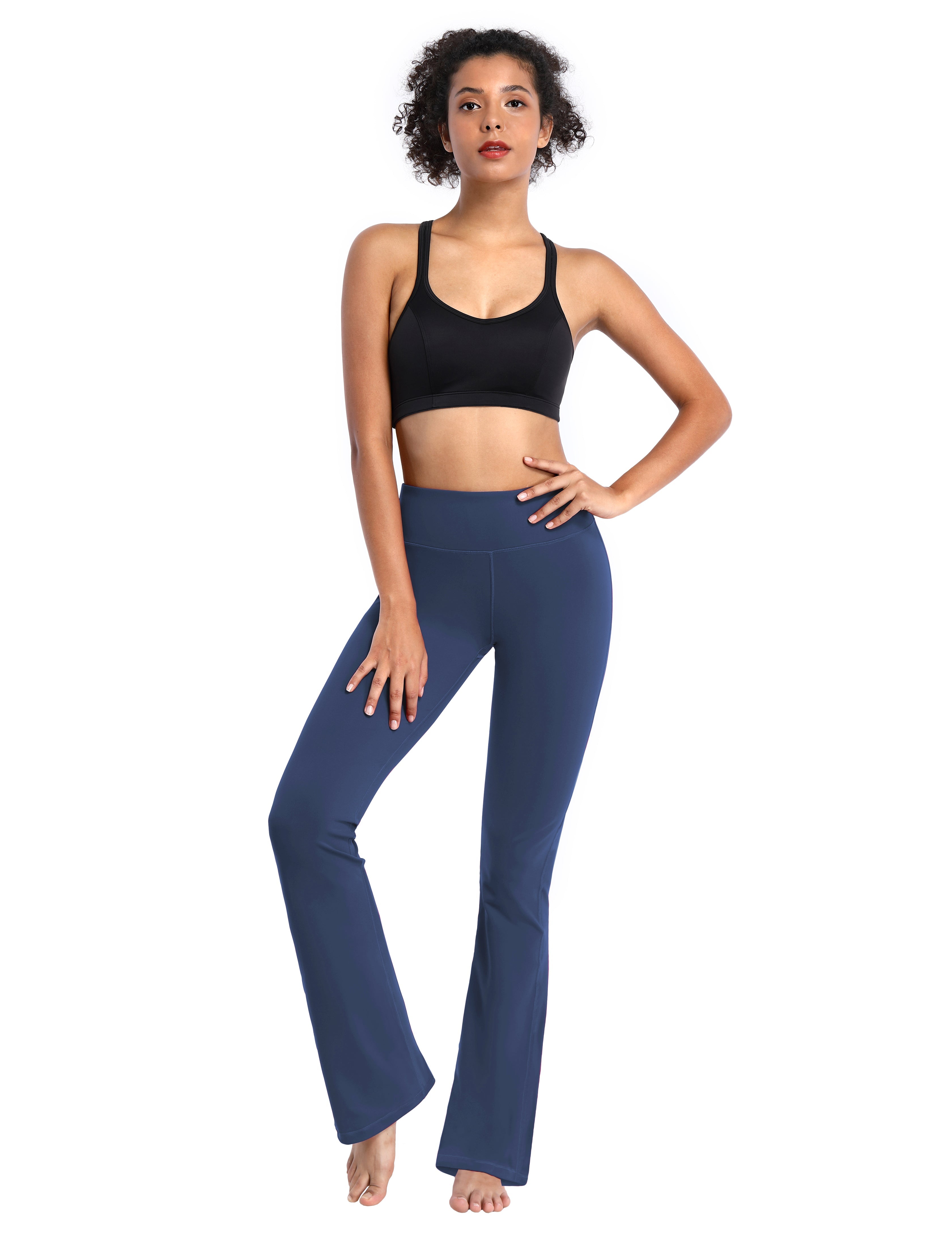 Back Pockets Bootcut Leggings purplishblue 87%Nylon/13%Spandex Fabric doesn't attract lint easily 4-way stretch No see-through Moisture-wicking Inner pocket Four lengths