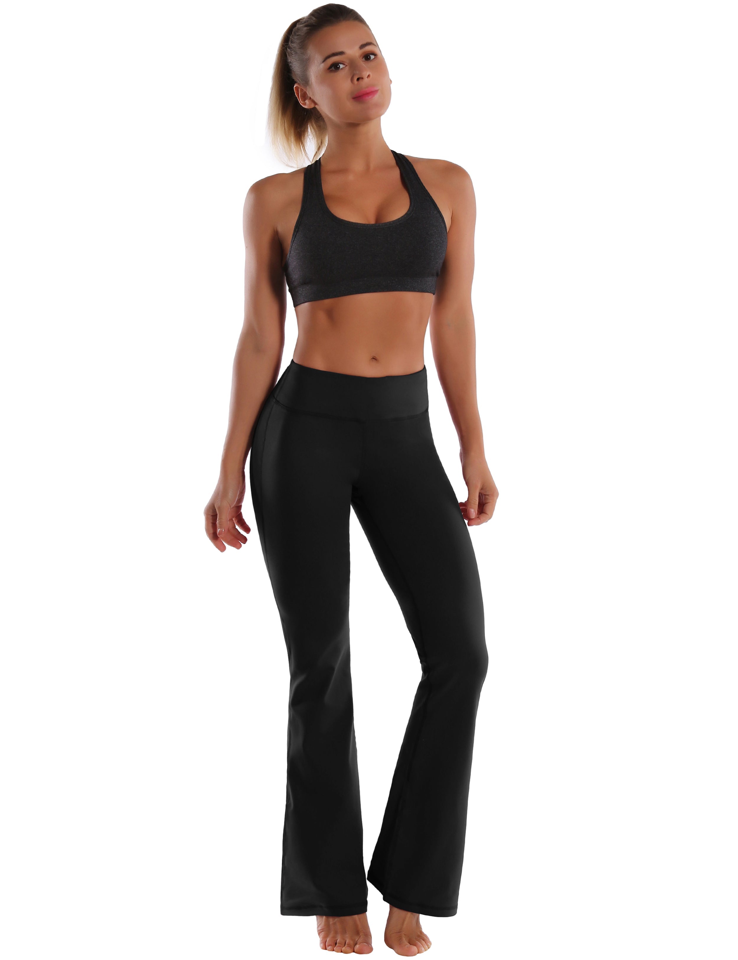 29" 31" 33" 35" Cotton Nylon Bootcut Leggings Black_Gym