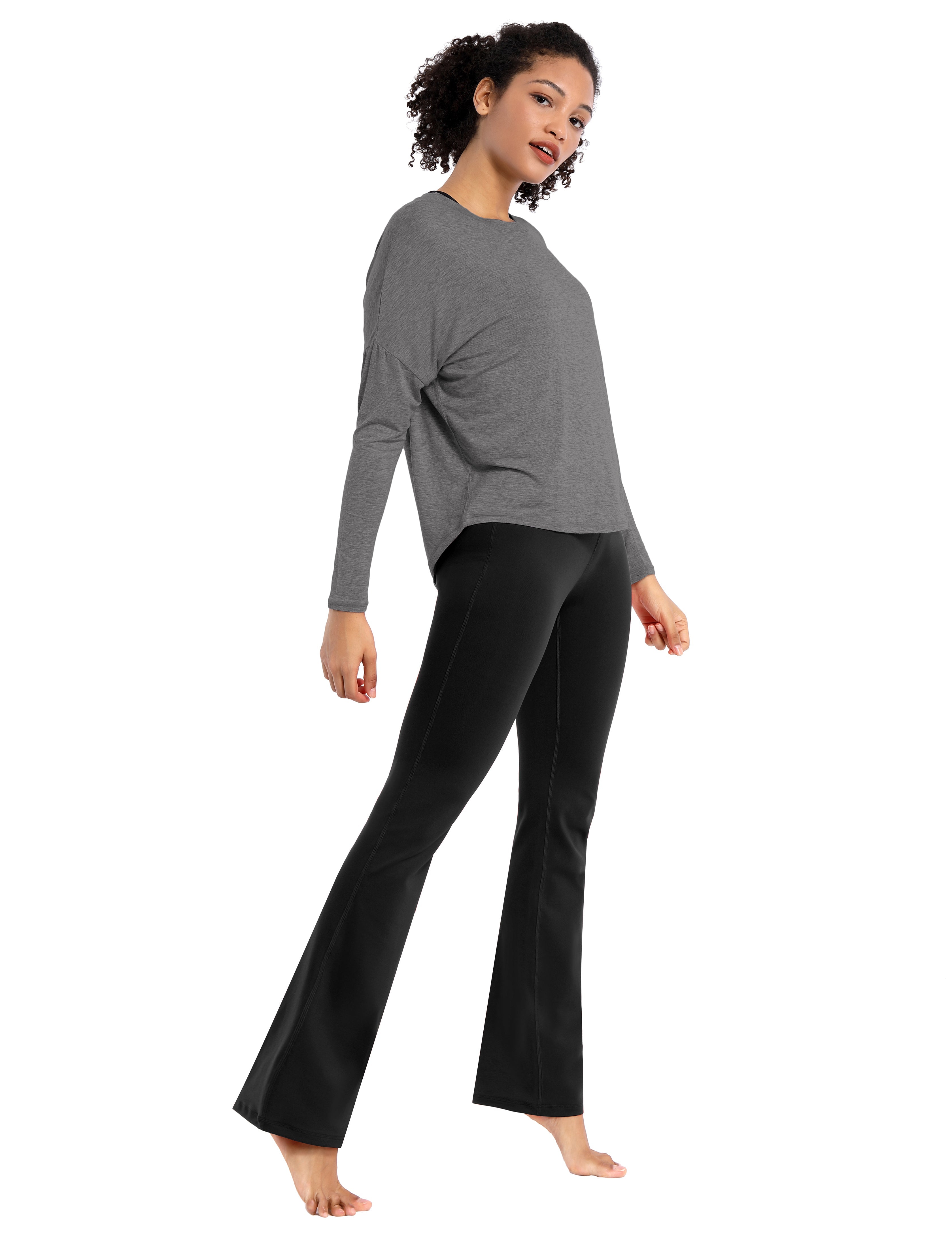 29 31 33 35 Bootcut Leggings with Pockets black ins_Pilates – bubblelime