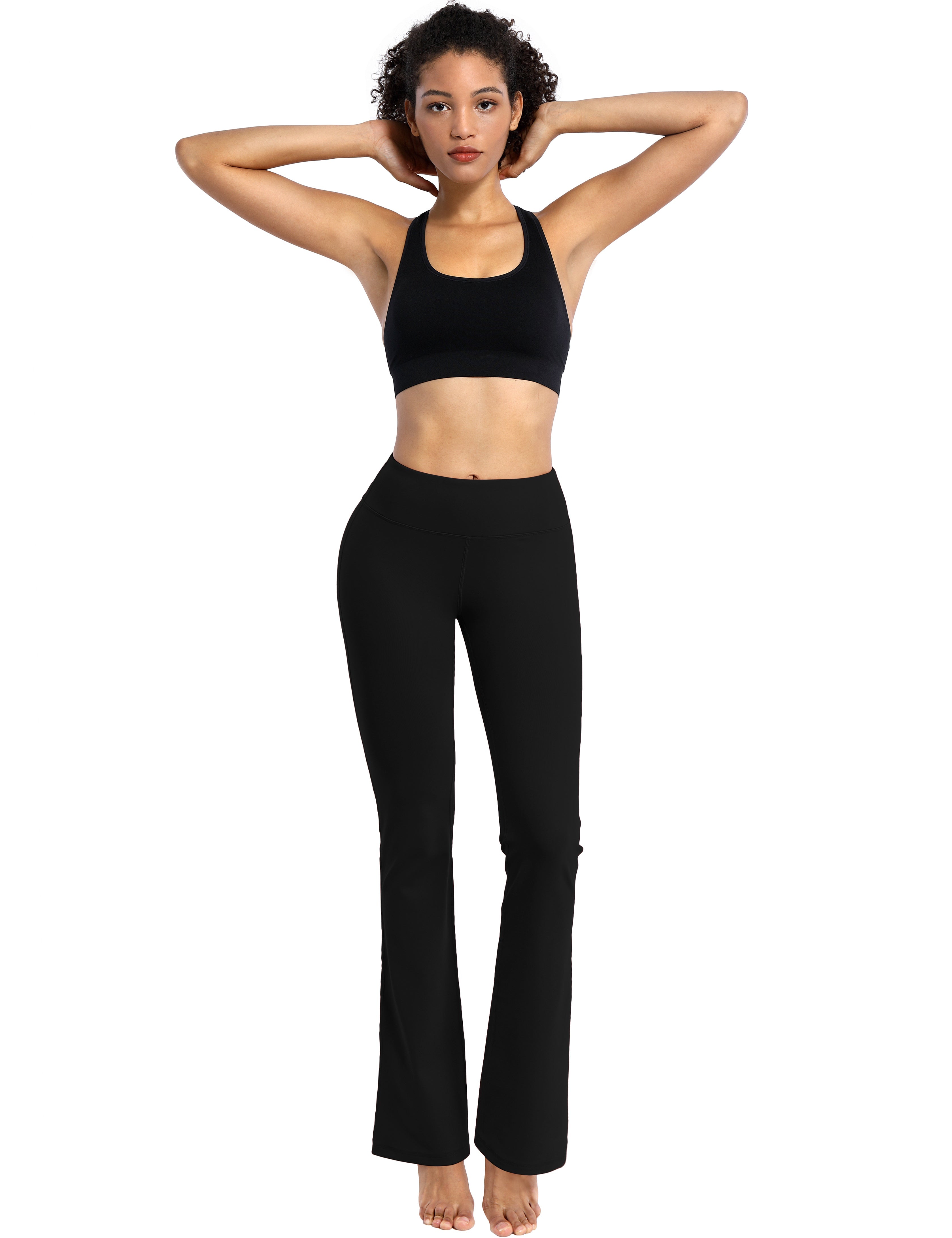 29" 31" 33" 35" Cotton Nylon Bootcut Leggings Black_Gym