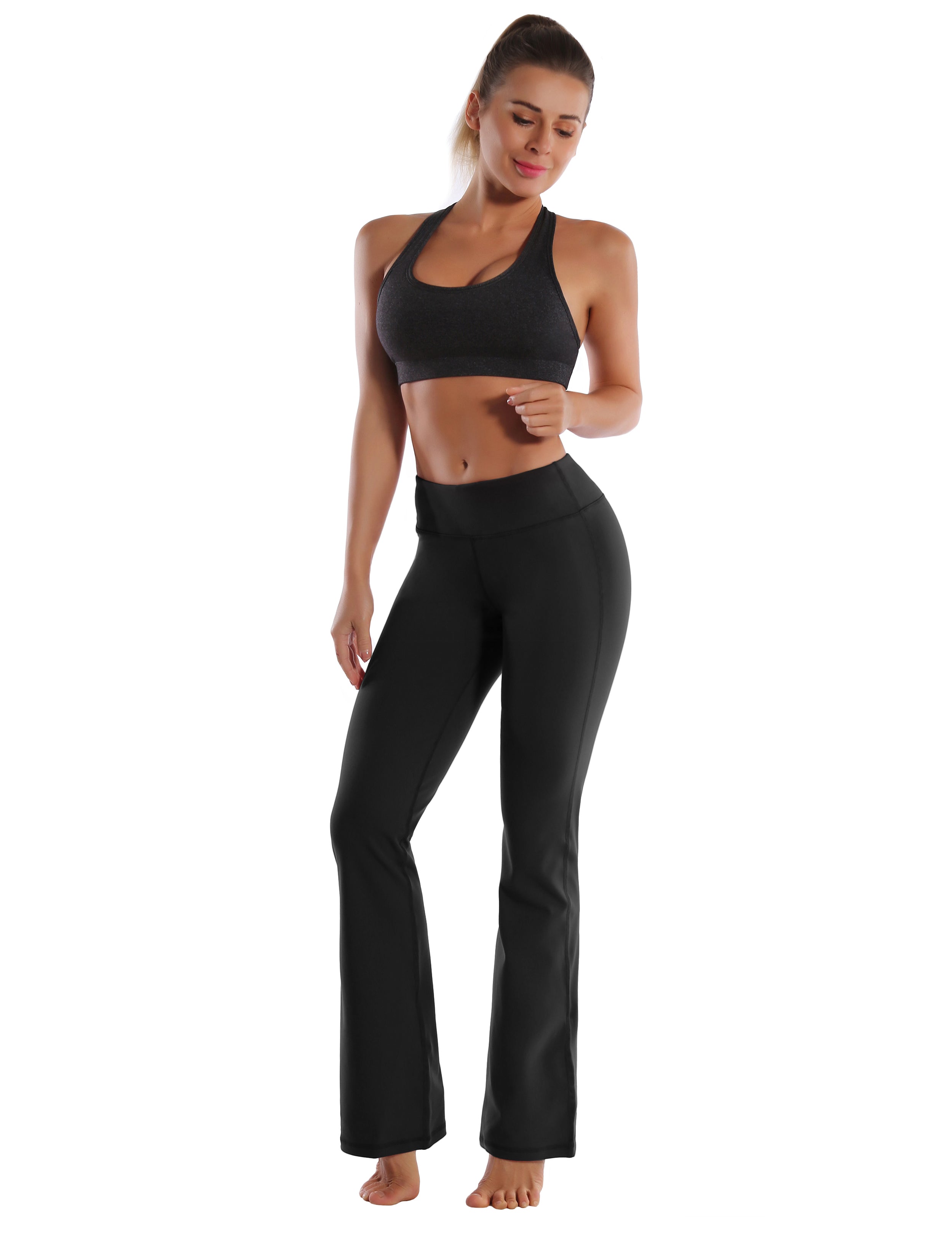 29" 31" 33" 35" Cotton Nylon Bootcut Leggings Black_Gym