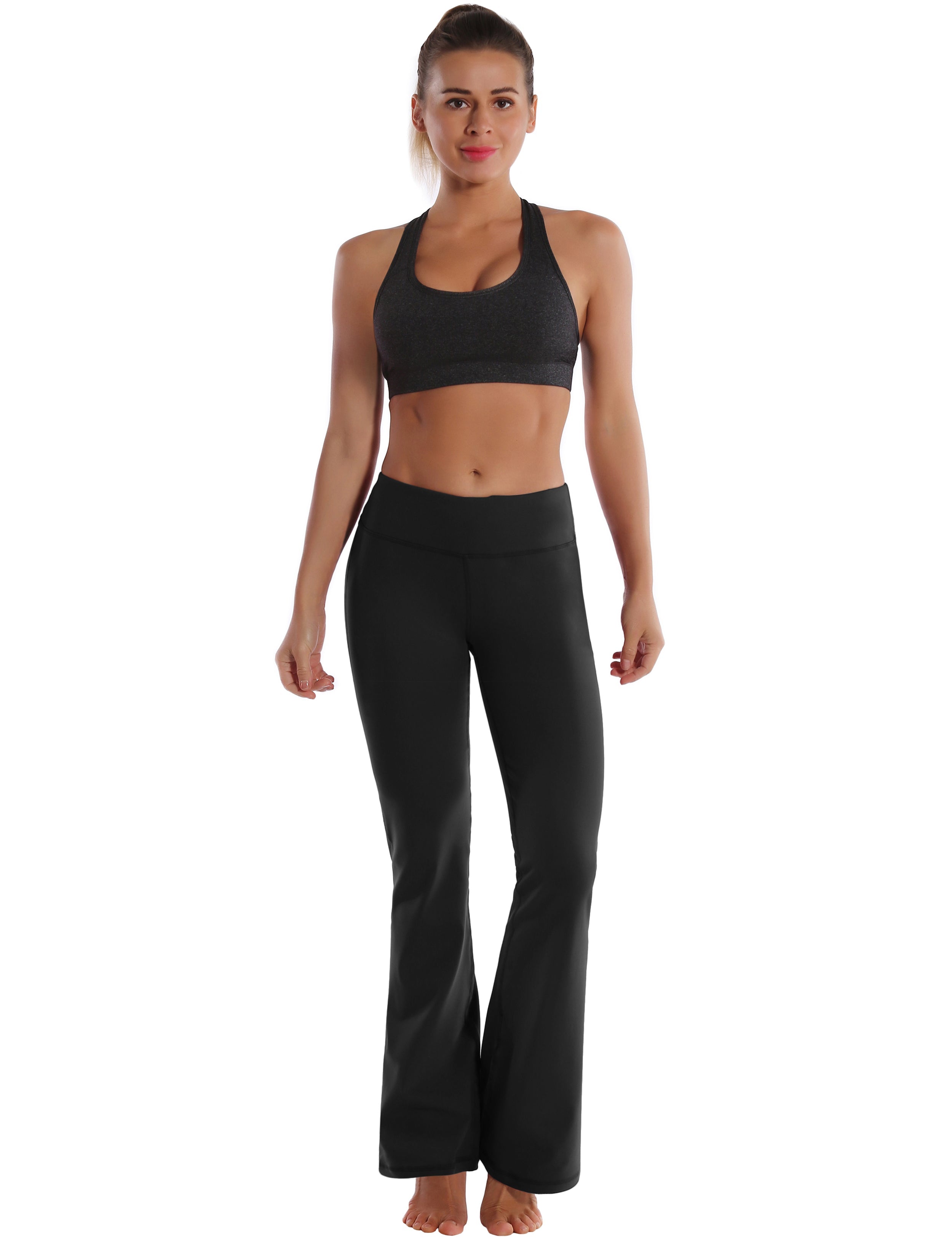 29" 31" 33" 35" Cotton Nylon Bootcut Leggings Black_Gym