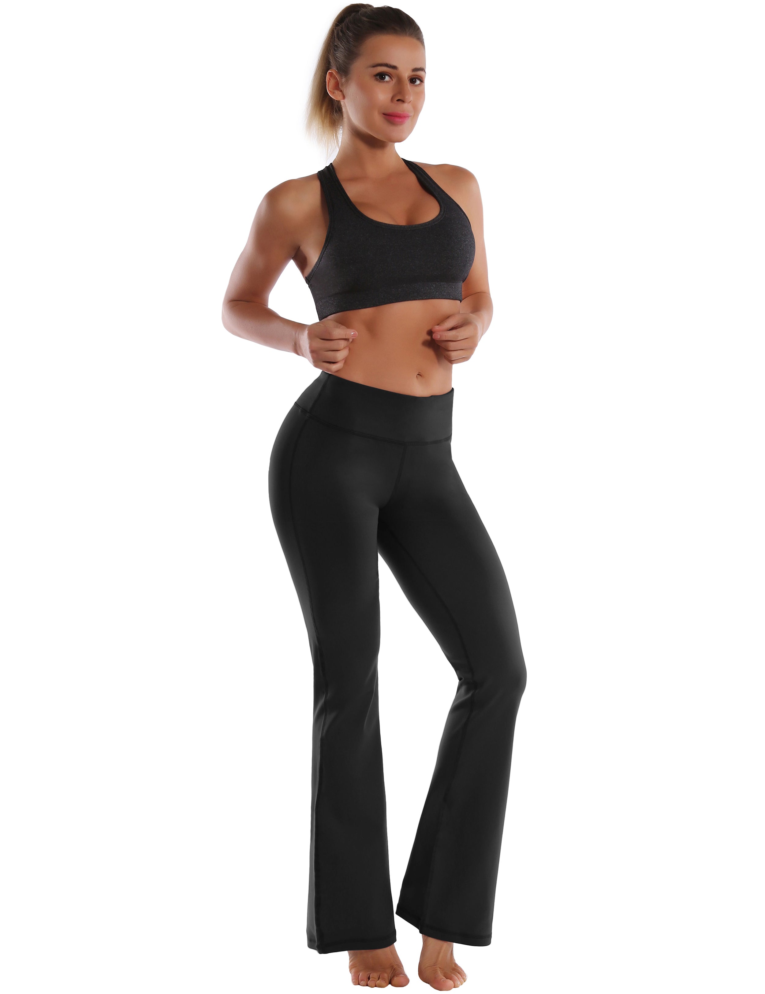 29" 31" 33" 35" Cotton Nylon Bootcut Leggings Black_Gym