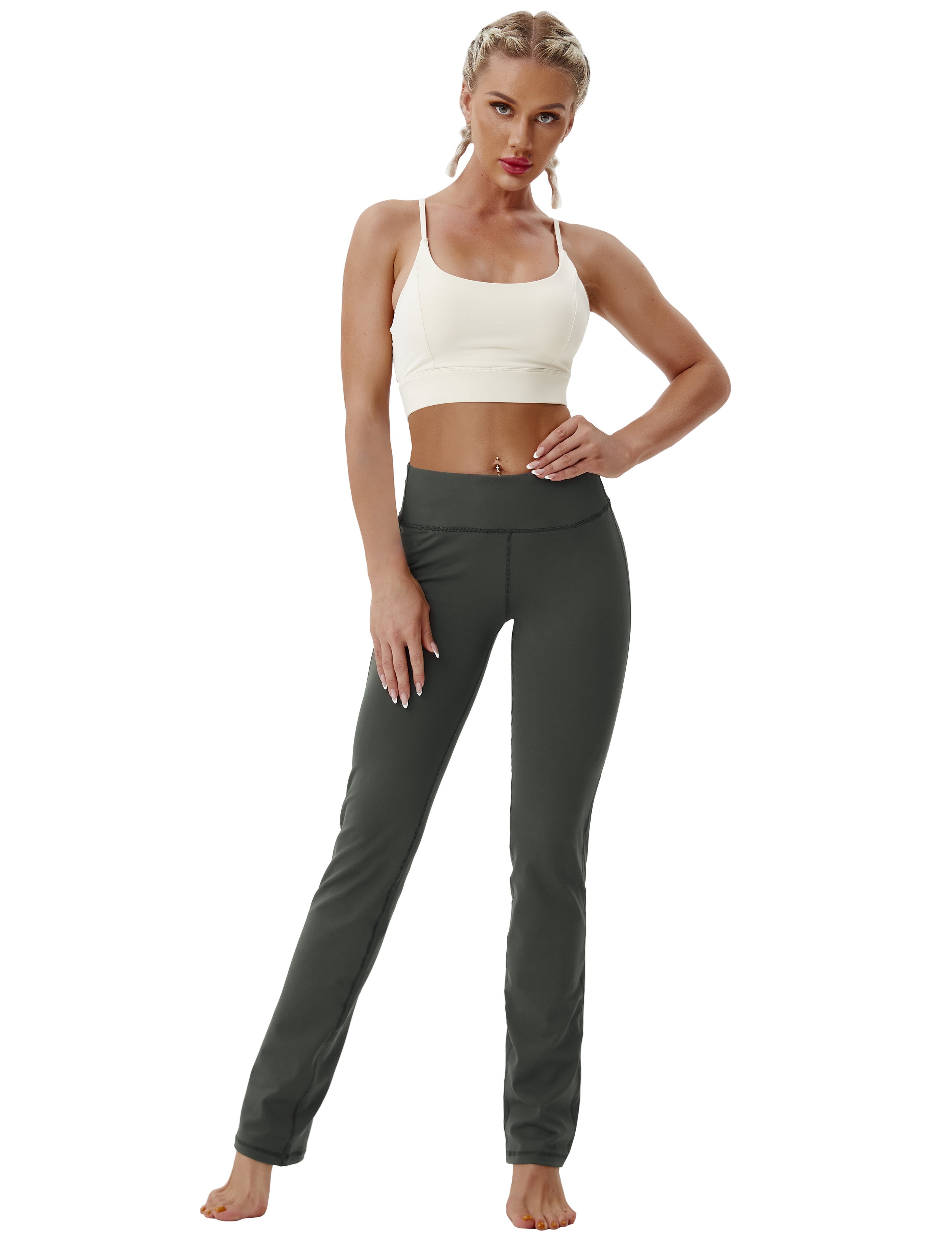 29" 31" 33" 35" Straight Leg Leggings olivegray_Jogging