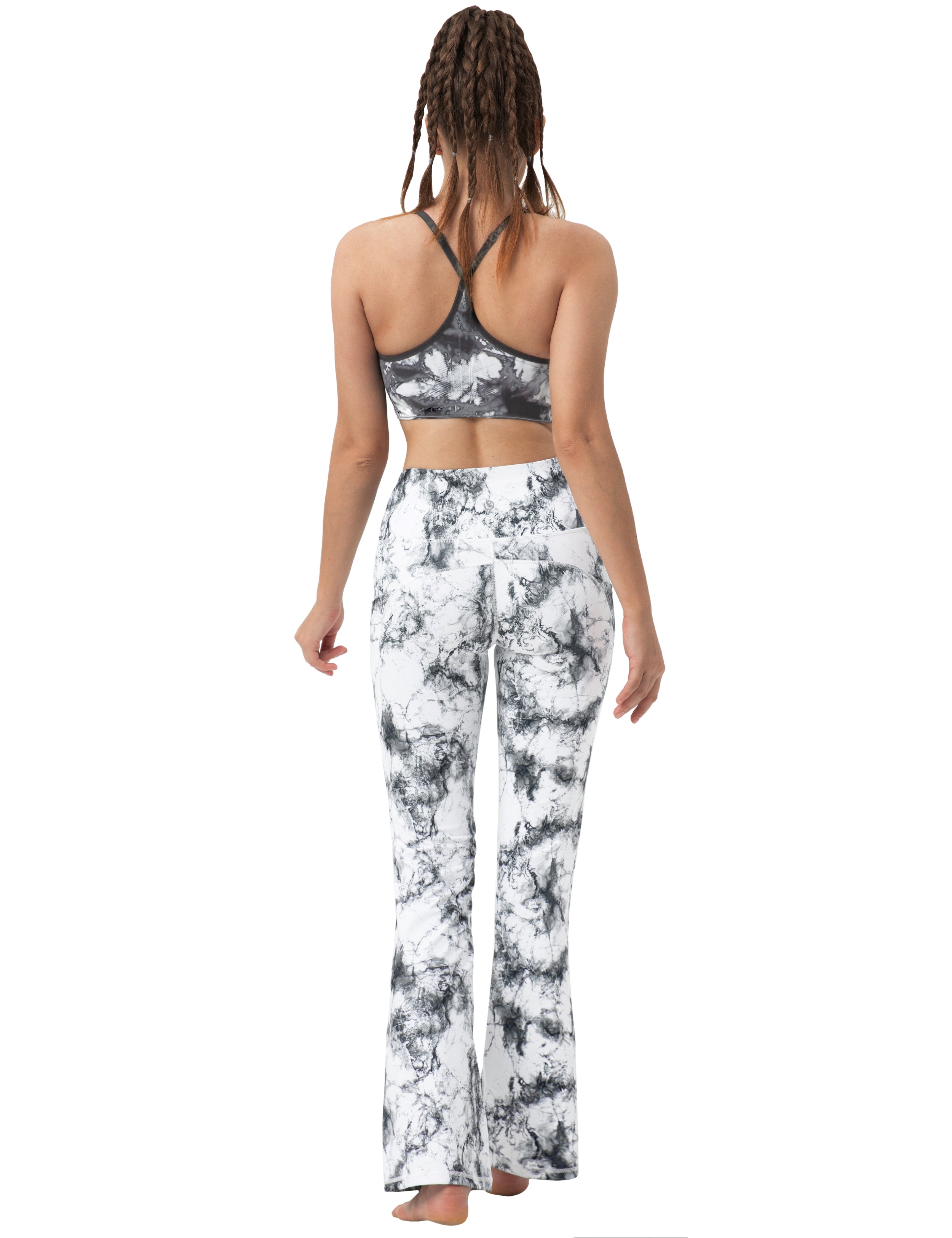 29" 31" 33" 35" 37"  Side Pockets Printed Bootcut Leggings arabescato_yoga