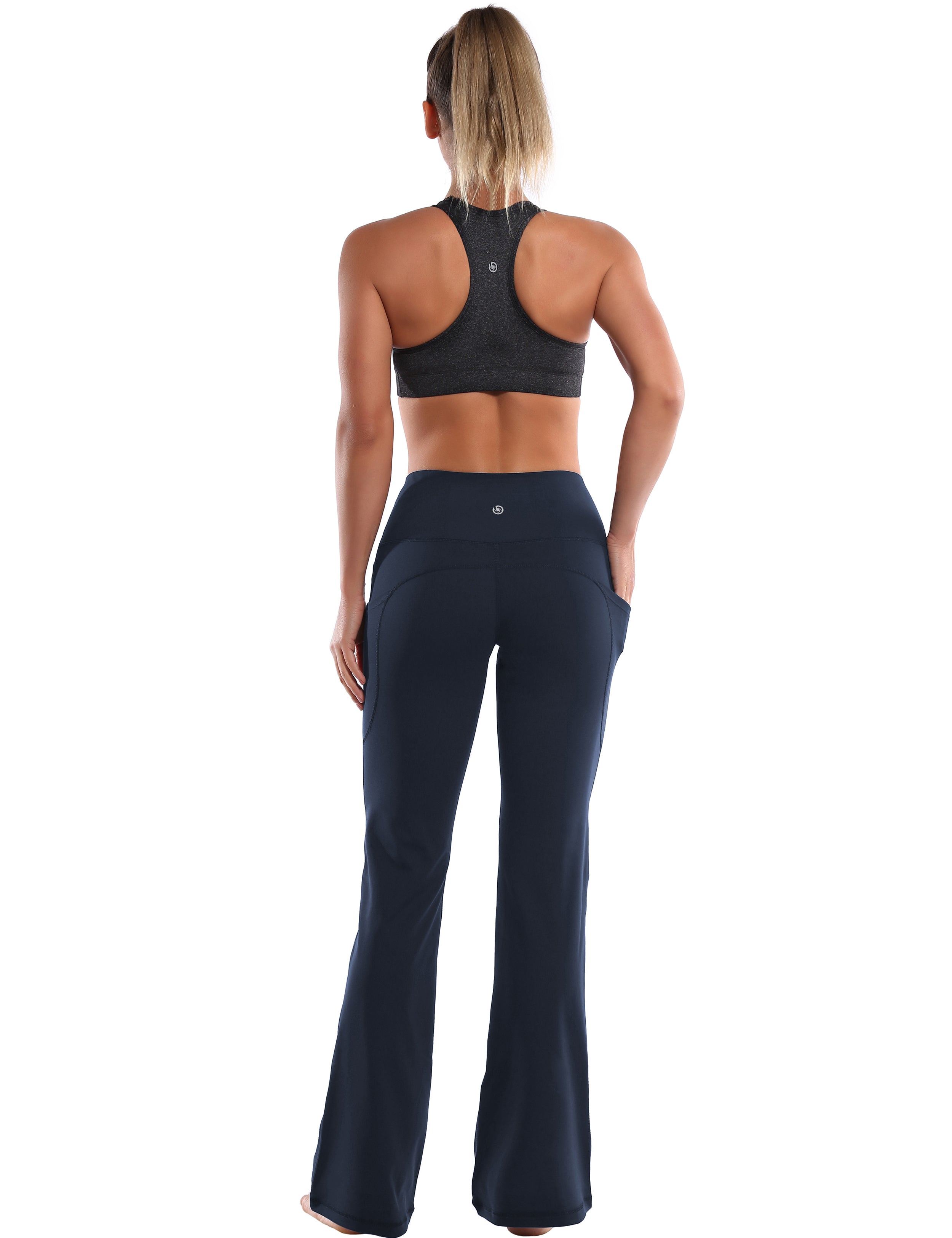 29" 31" 33" 35" 37"  Side Pockets Bootcut Leggings navyblue_Jogging