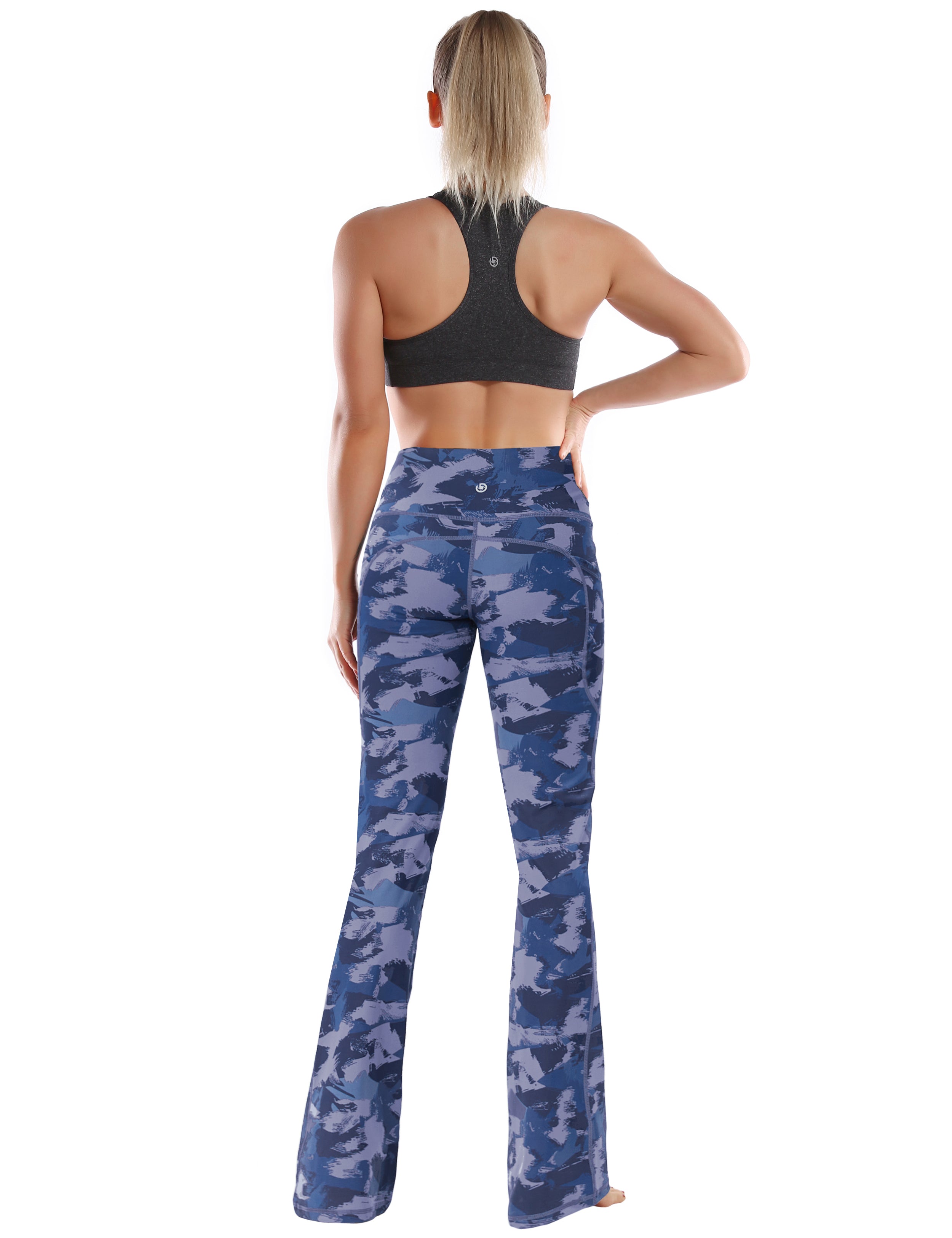 29" 31" 33" 35" 37"  Side Pockets Bootcut Leggings navy brushcamo_Pilates