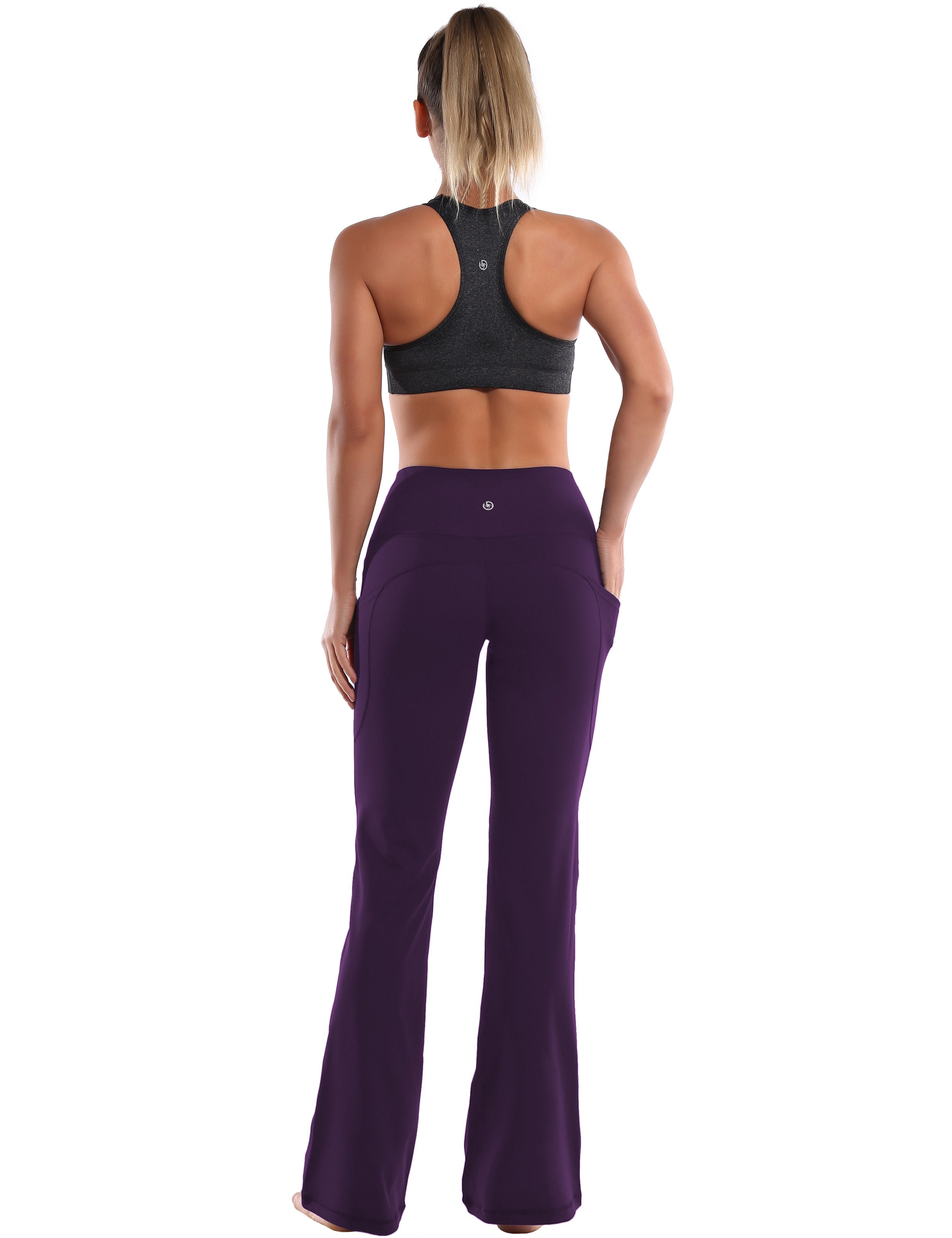 29" 31" 33" 35" 37"  Side Pockets Bootcut Leggings pansypurple_Jogging