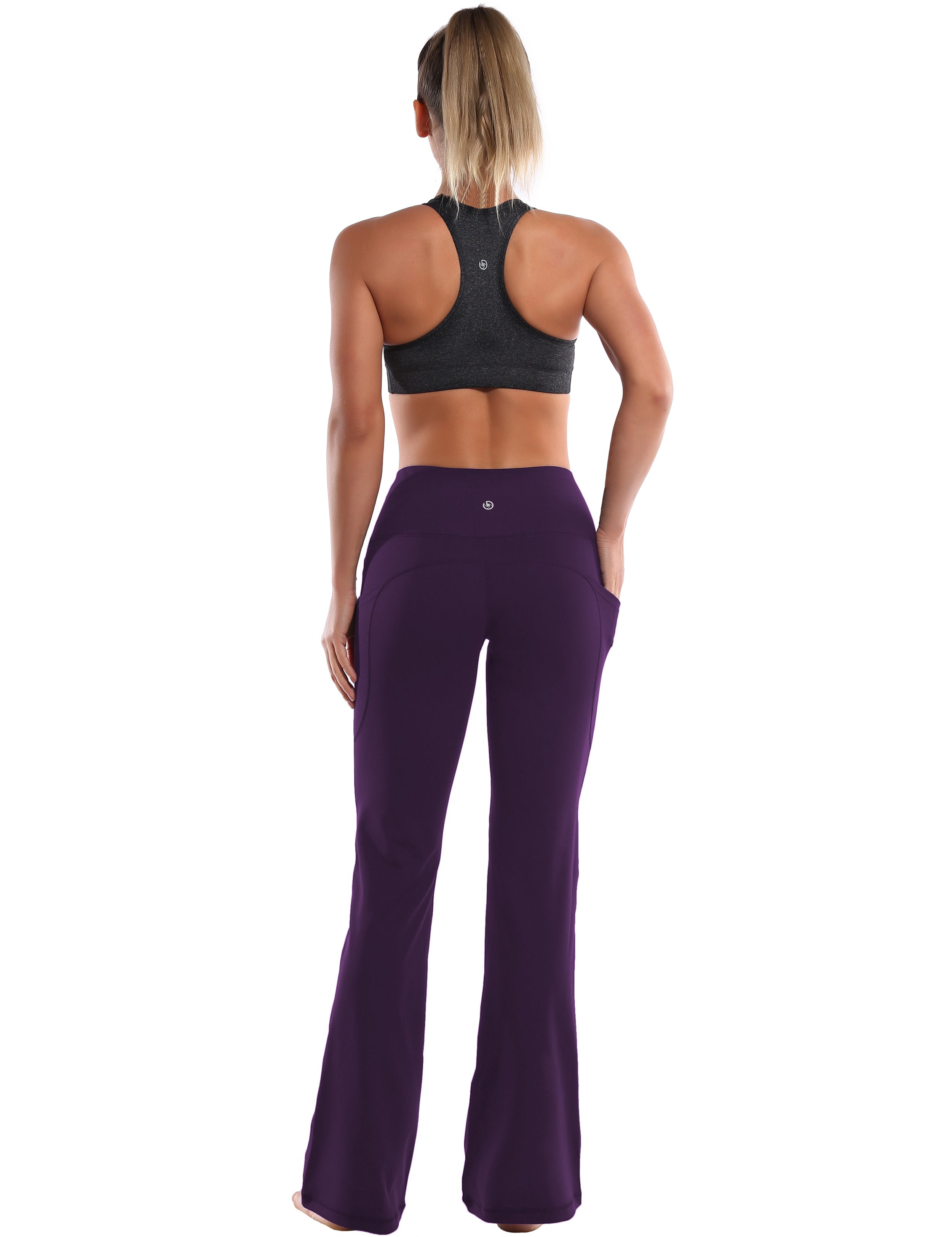 29" 31" 33" 35" 37"  Side Pockets Bootcut Leggings pansypurple_Running