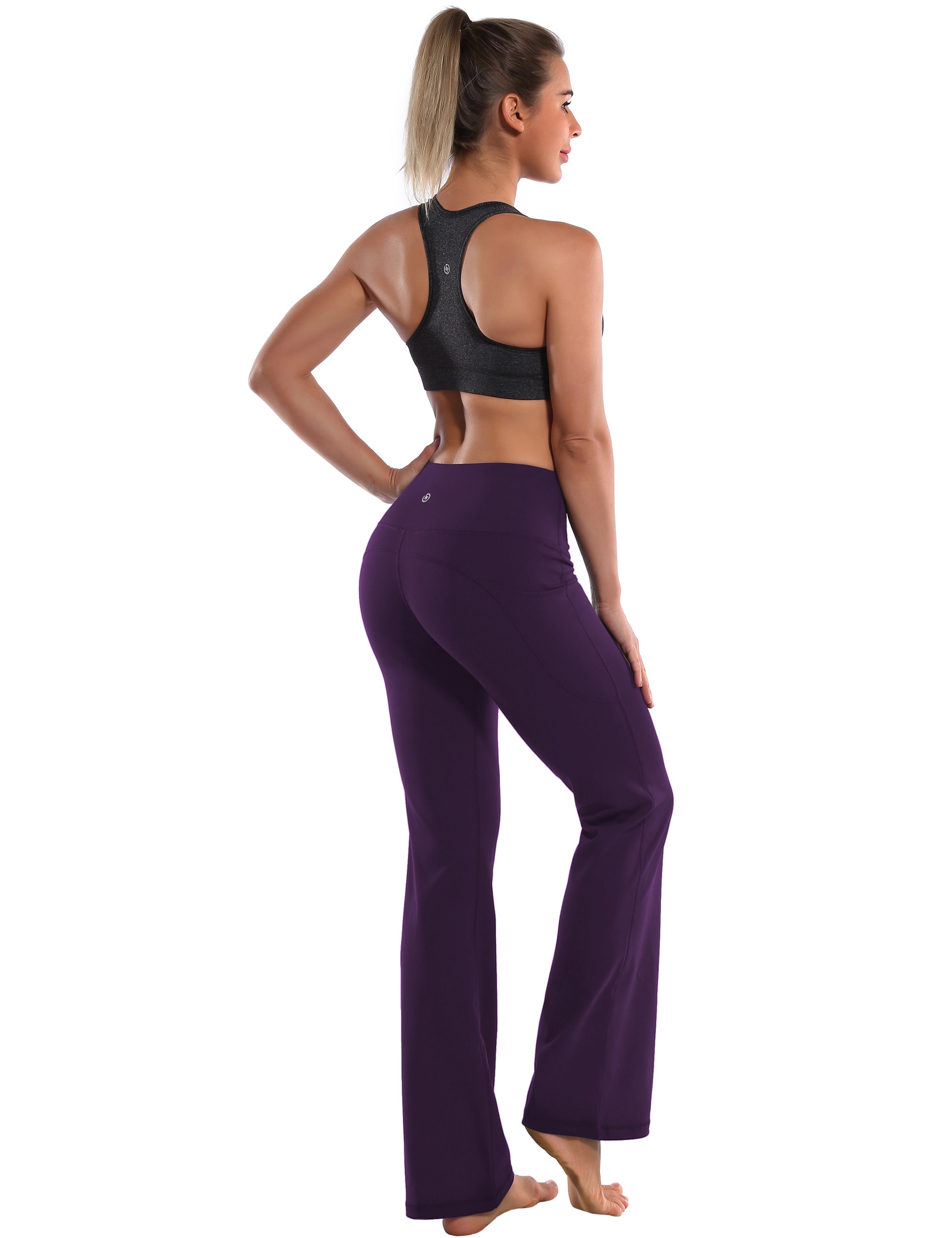 29" 31" 33" 35" 37"  Side Pockets Bootcut Leggings pansypurple_Jogging