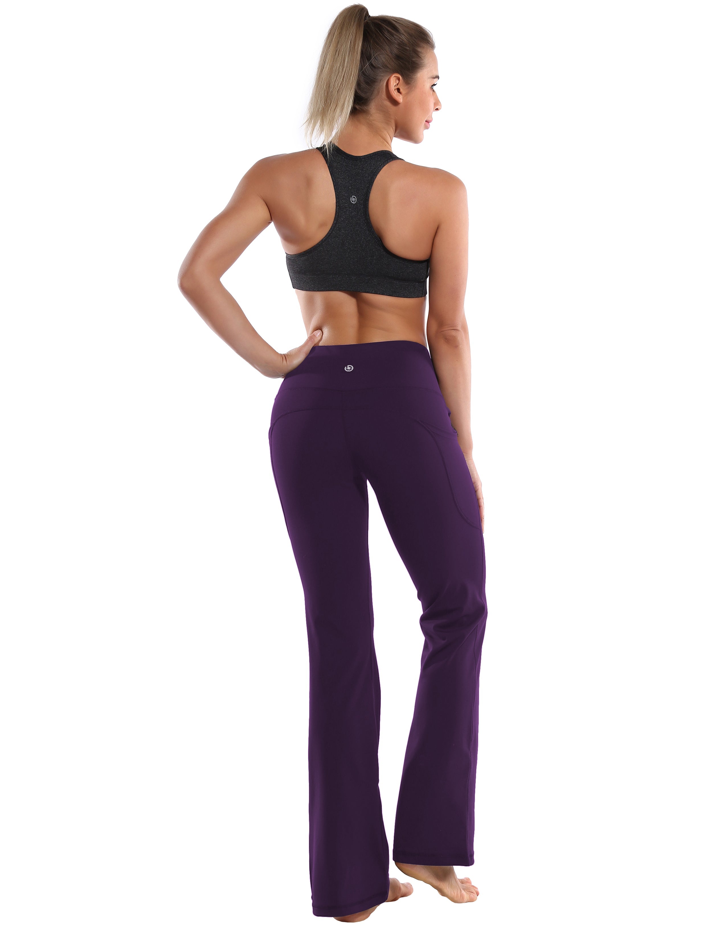 29" 31" 33" 35" 37"  Side Pockets Bootcut Leggings pansypurple_Jogging