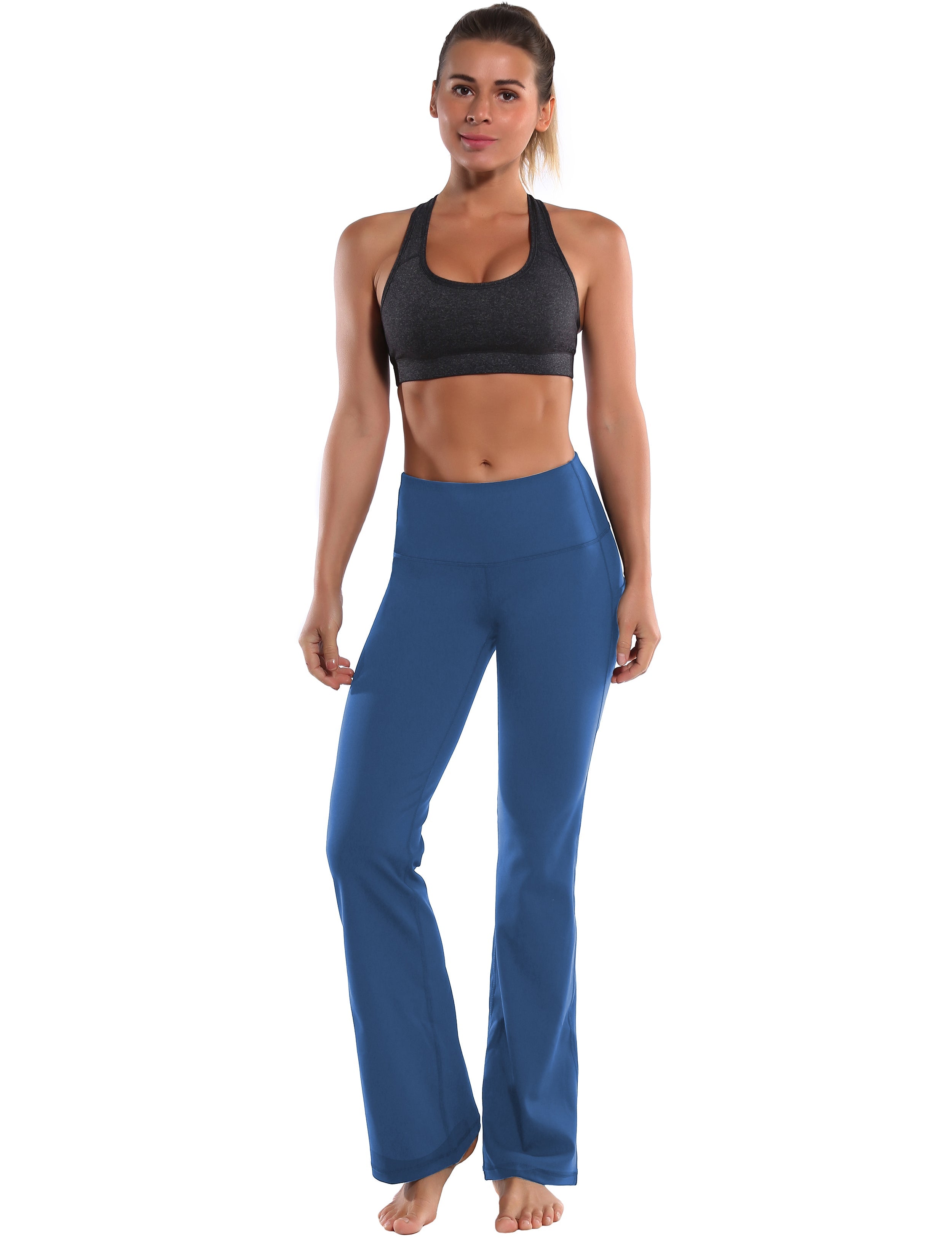 29" 31" 33" 35" 37"  Side Pockets Bootcut Leggings purplishblue_Running