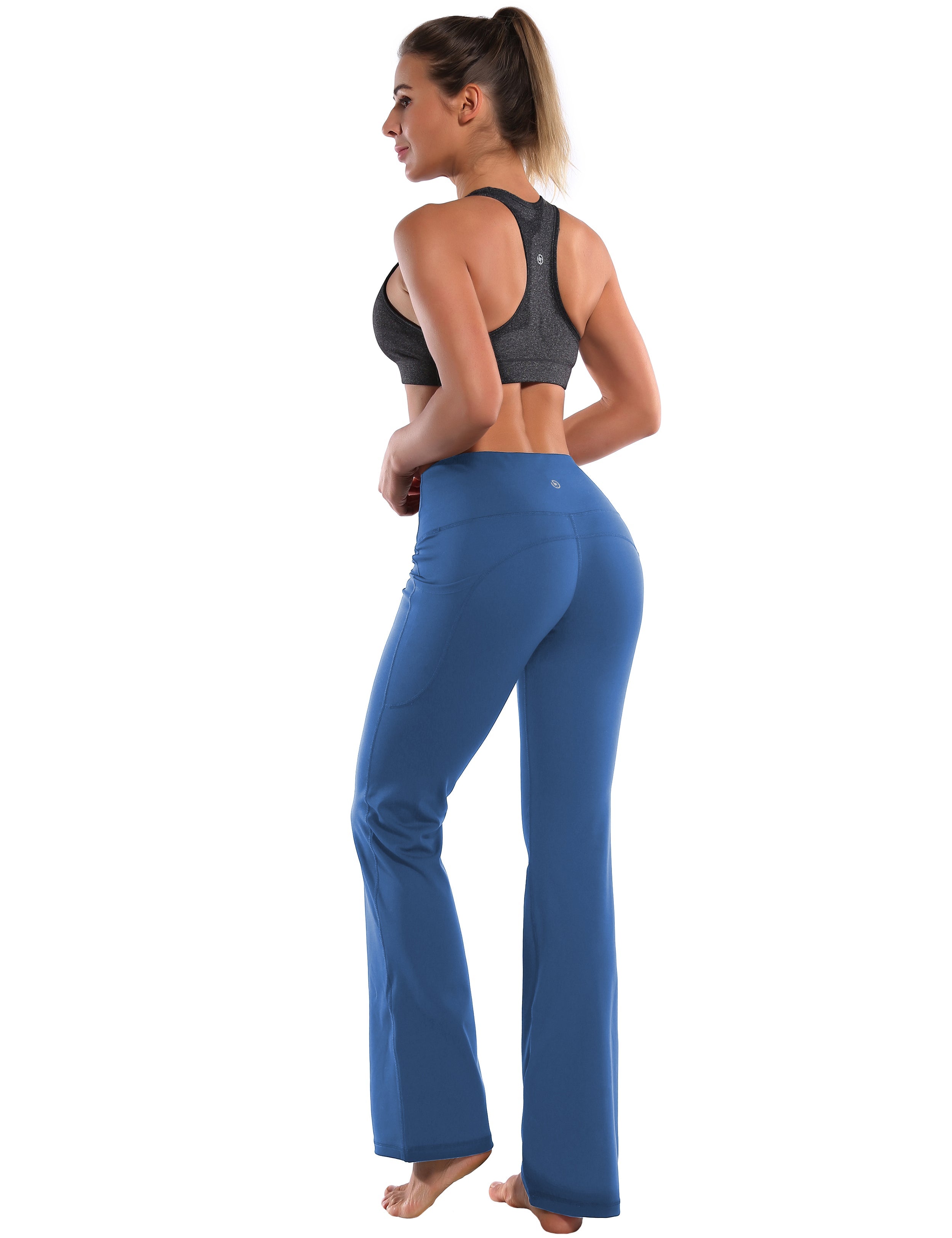 29" 31" 33" 35" 37"  Side Pockets Bootcut Leggings purplishblue_Running