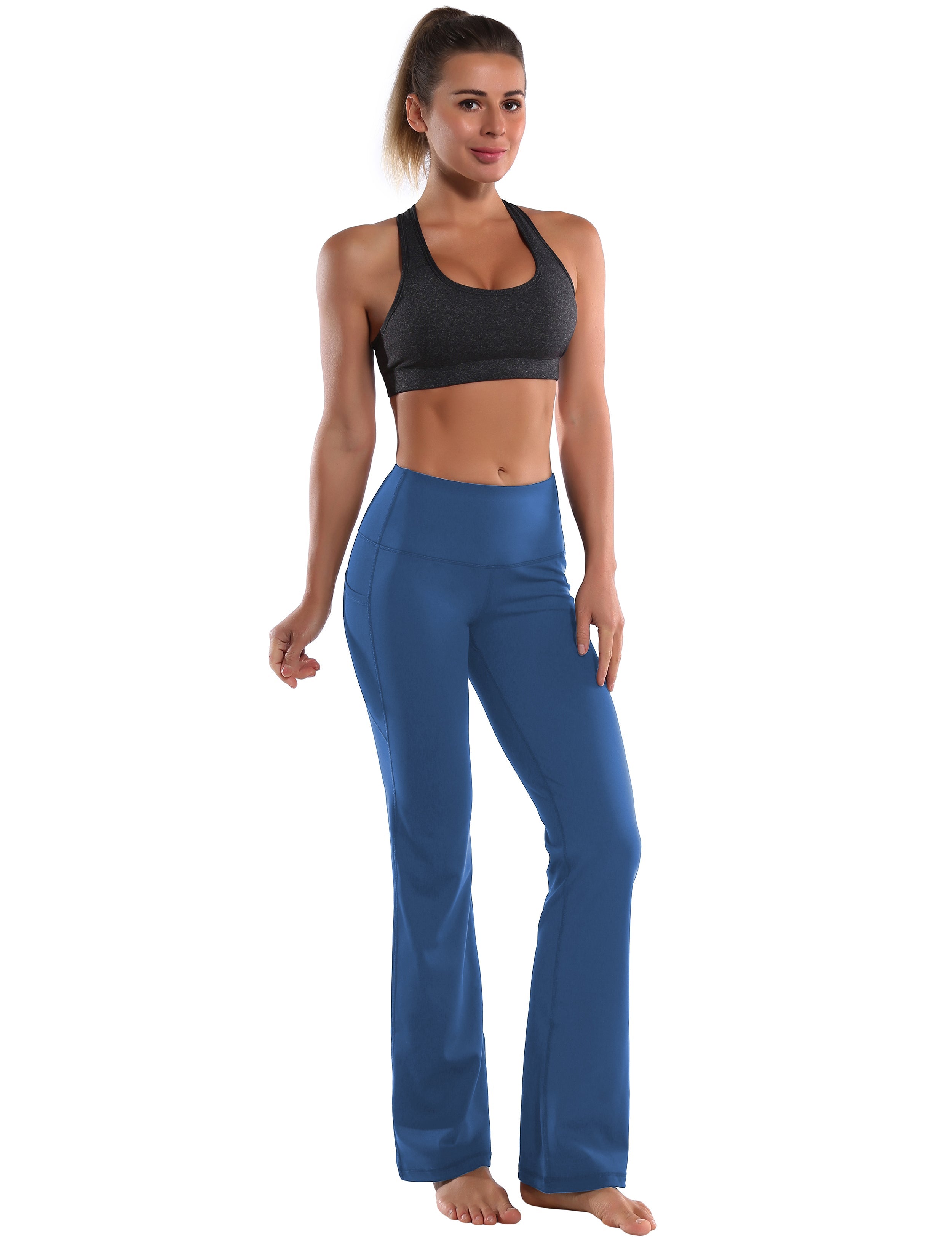 29" 31" 33" 35" 37"  Side Pockets Bootcut Leggings purplishblue_Running