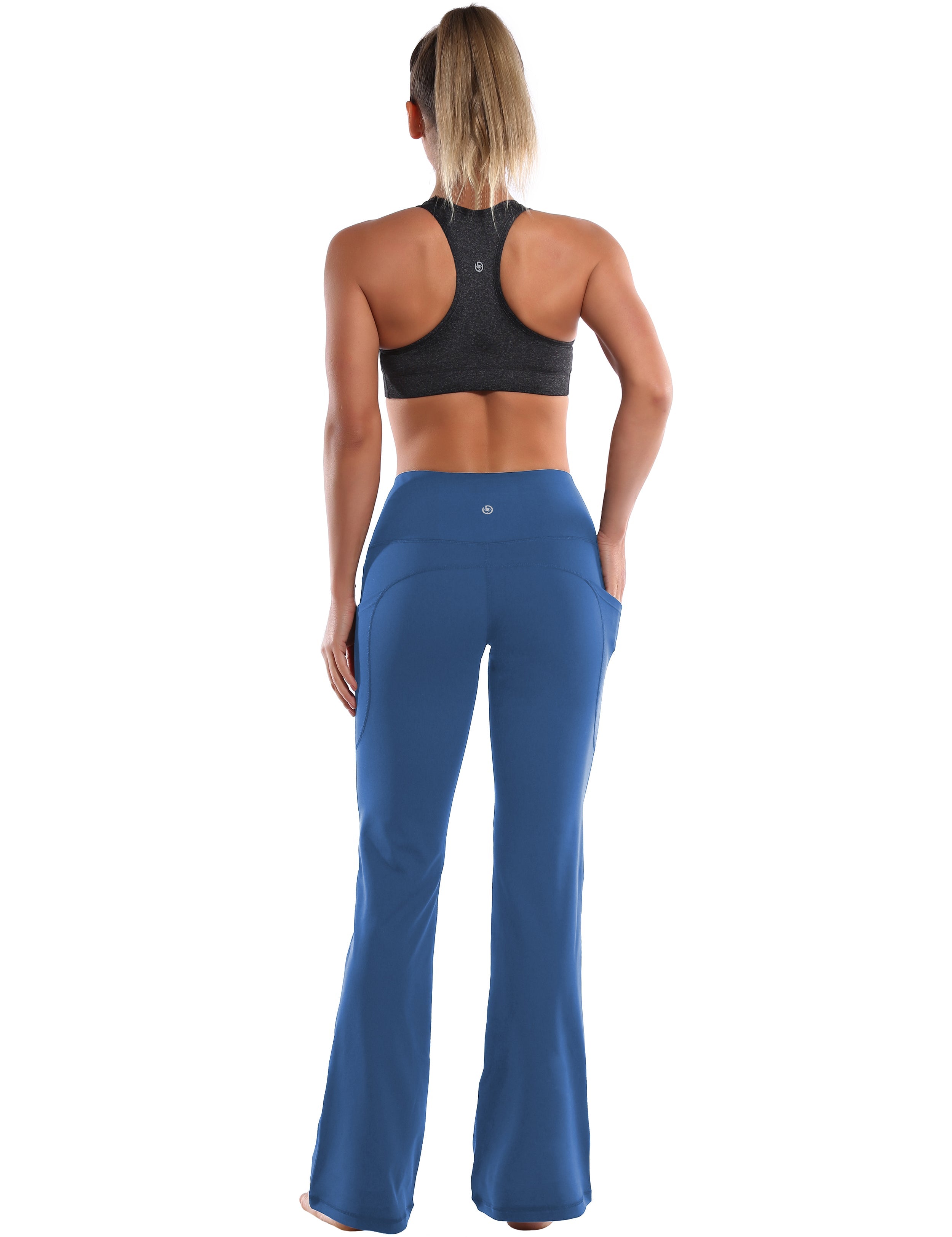 29" 31" 33" 35" 37"  Side Pockets Bootcut Leggings purplishblue_Running
