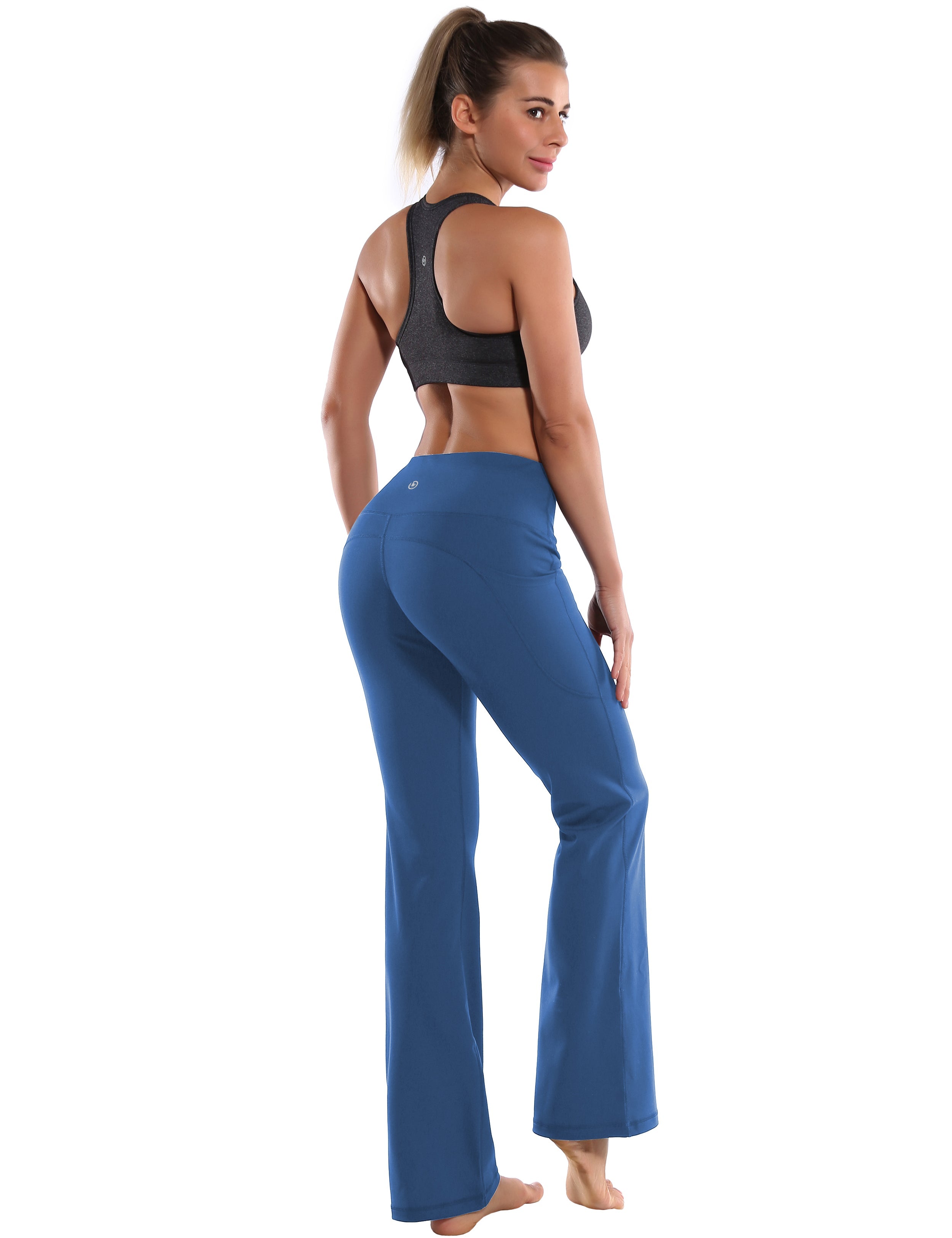 29" 31" 33" 35" 37"  Side Pockets Bootcut Leggings purplishblue_Running