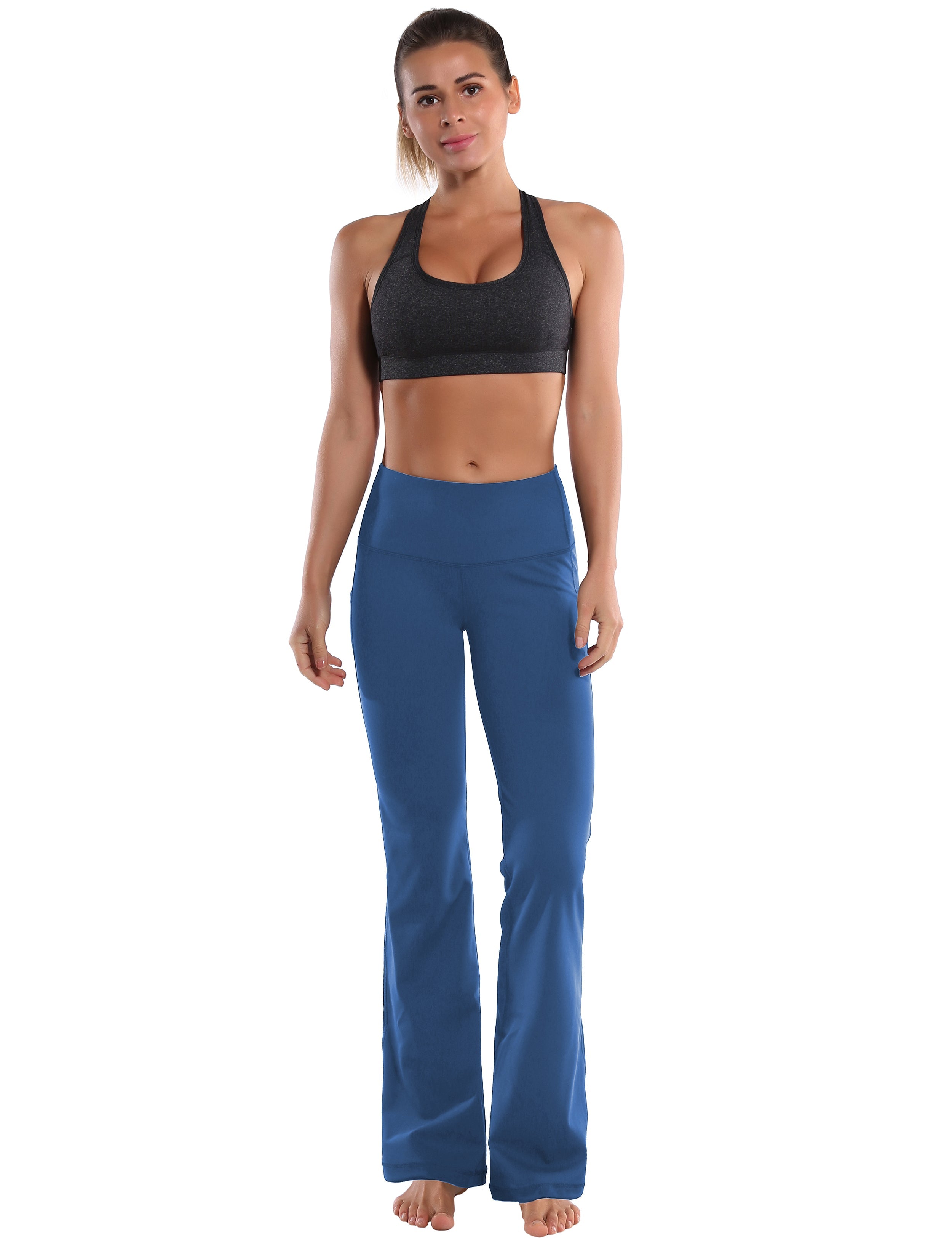 29" 31" 33" 35" 37"  Side Pockets Bootcut Leggings purplishblue_Running