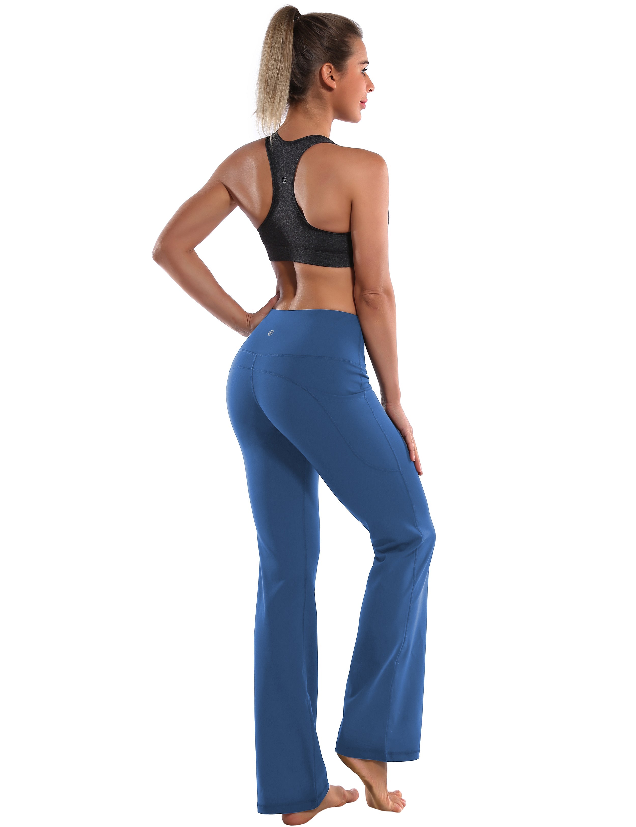29" 31" 33" 35" 37"  Side Pockets Bootcut Leggings purplishblue_Running
