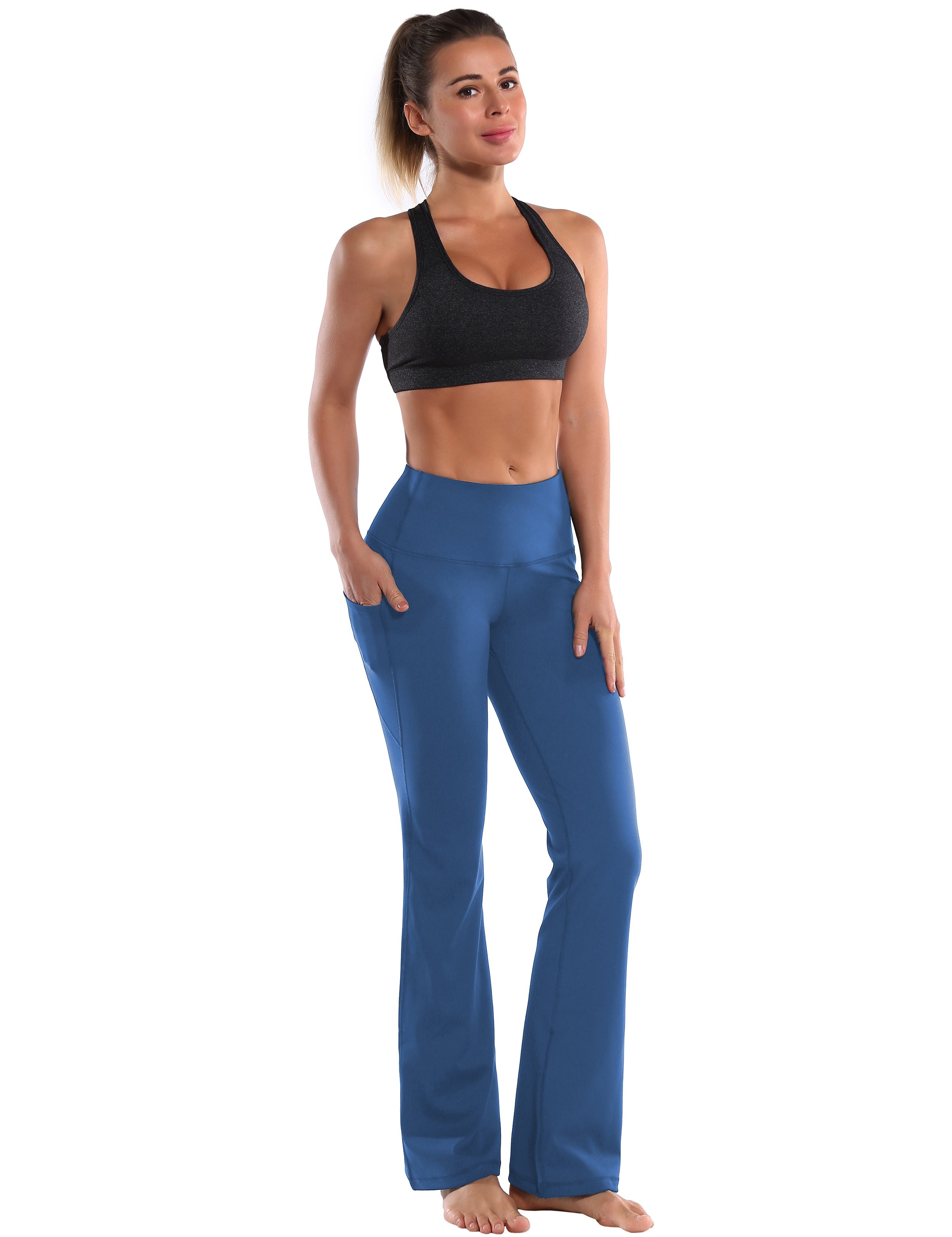29" 31" 33" 35" 37"  Side Pockets Bootcut Leggings purplishblue_Running