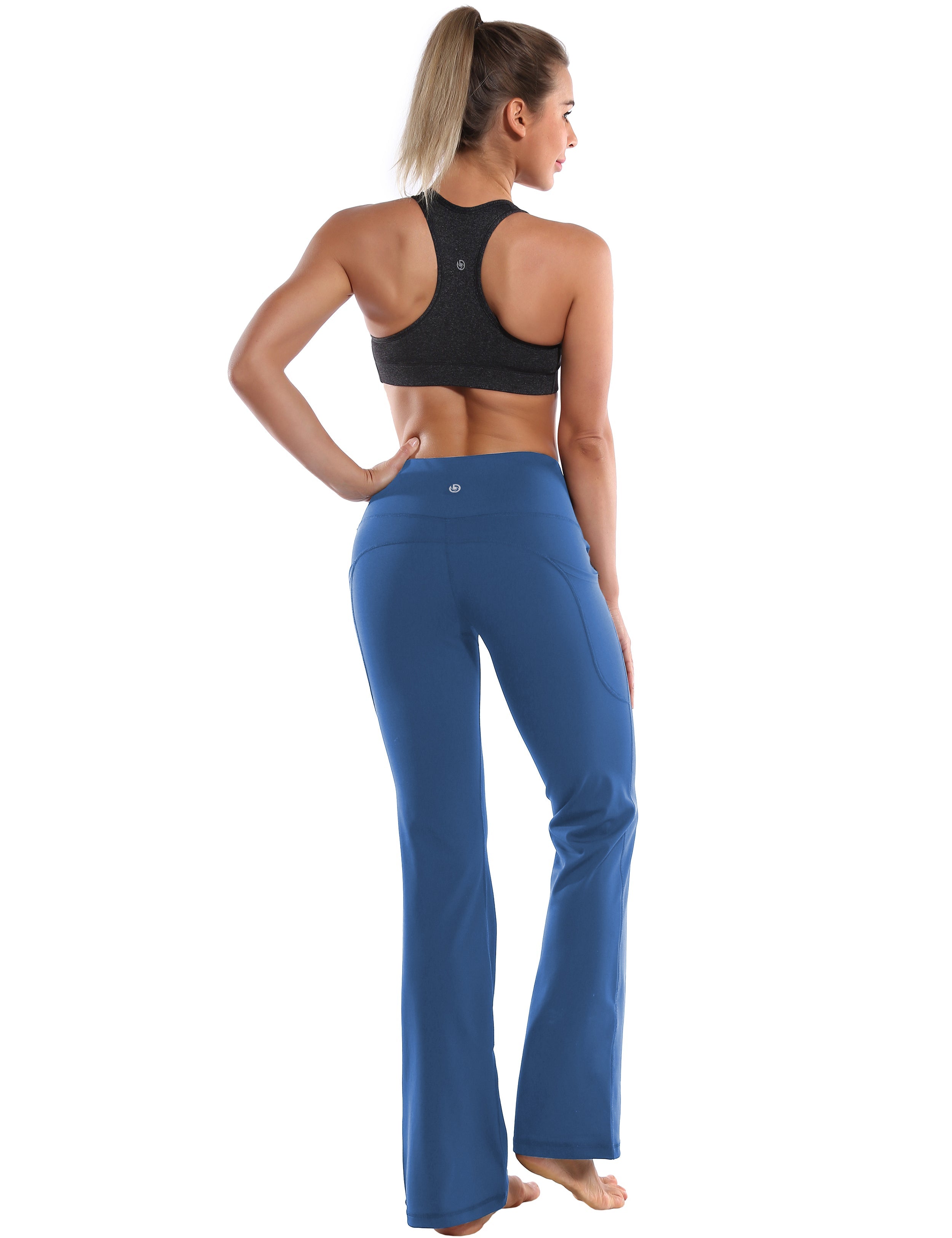 29" 31" 33" 35" 37"  Side Pockets Bootcut Leggings purplishblue_Running