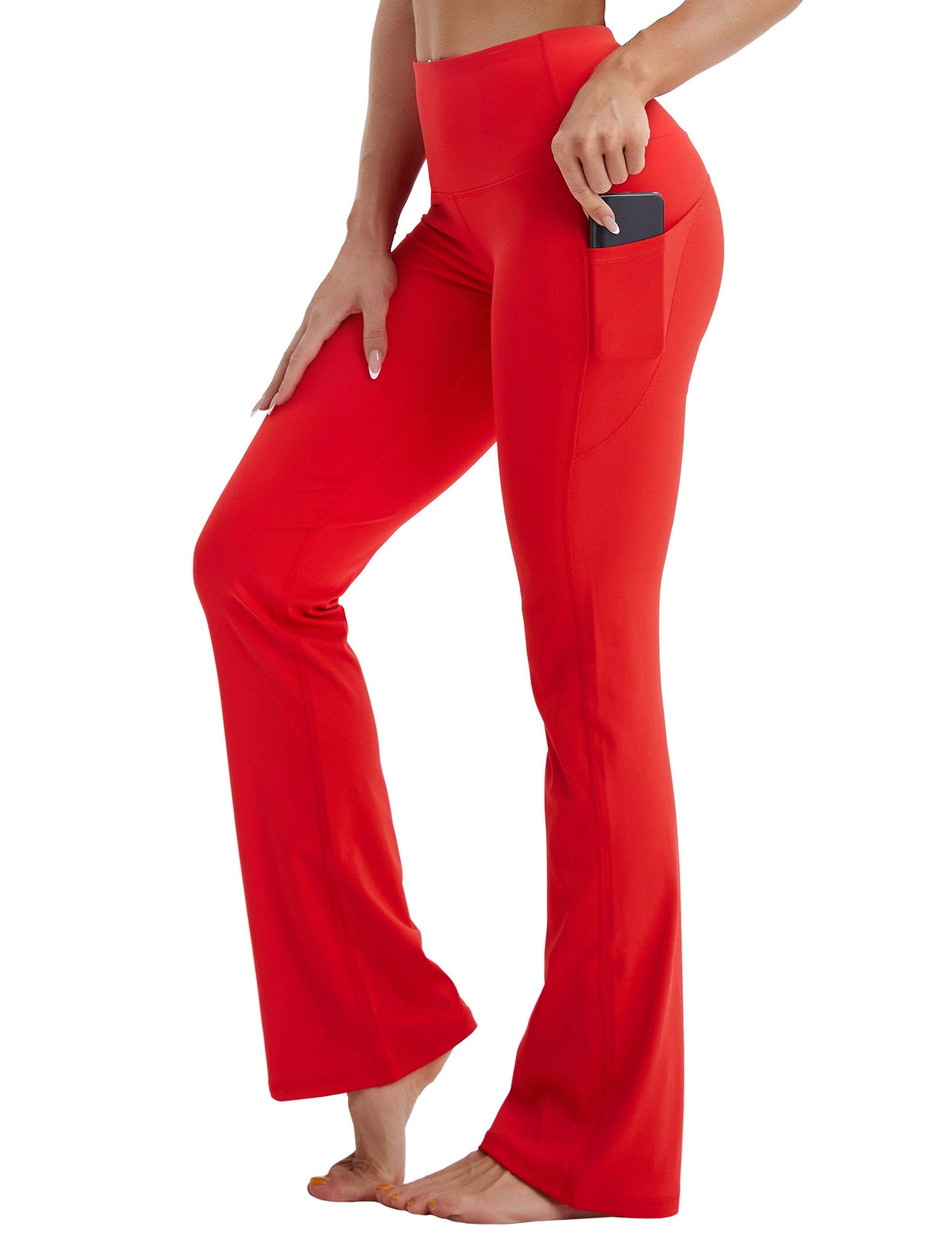 29" 31" 33" 35" 37"  Side Pockets Bootcut Leggings scarlet_Golf