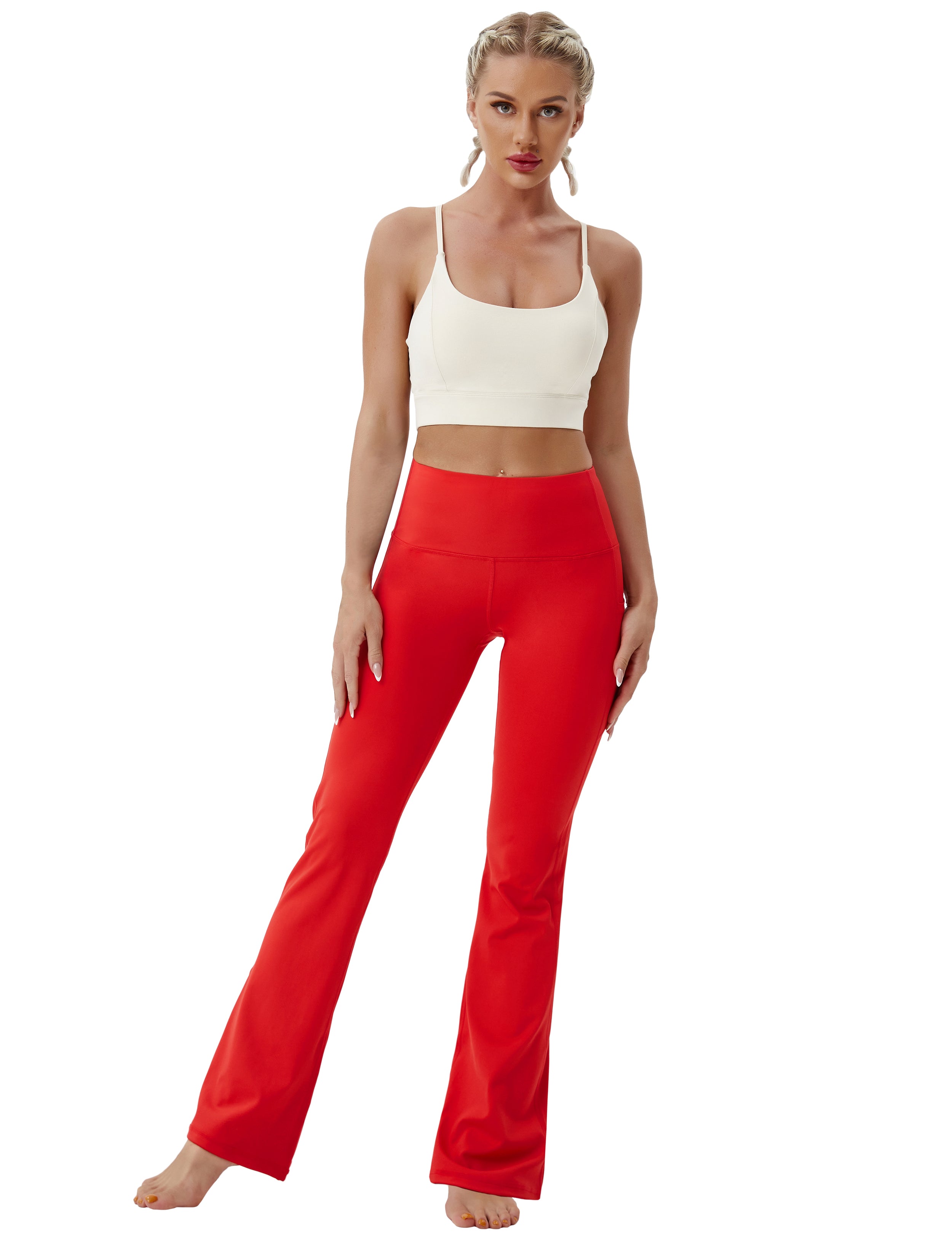 29" 31" 33" 35" 37"  Side Pockets Bootcut Leggings scarlet_Running