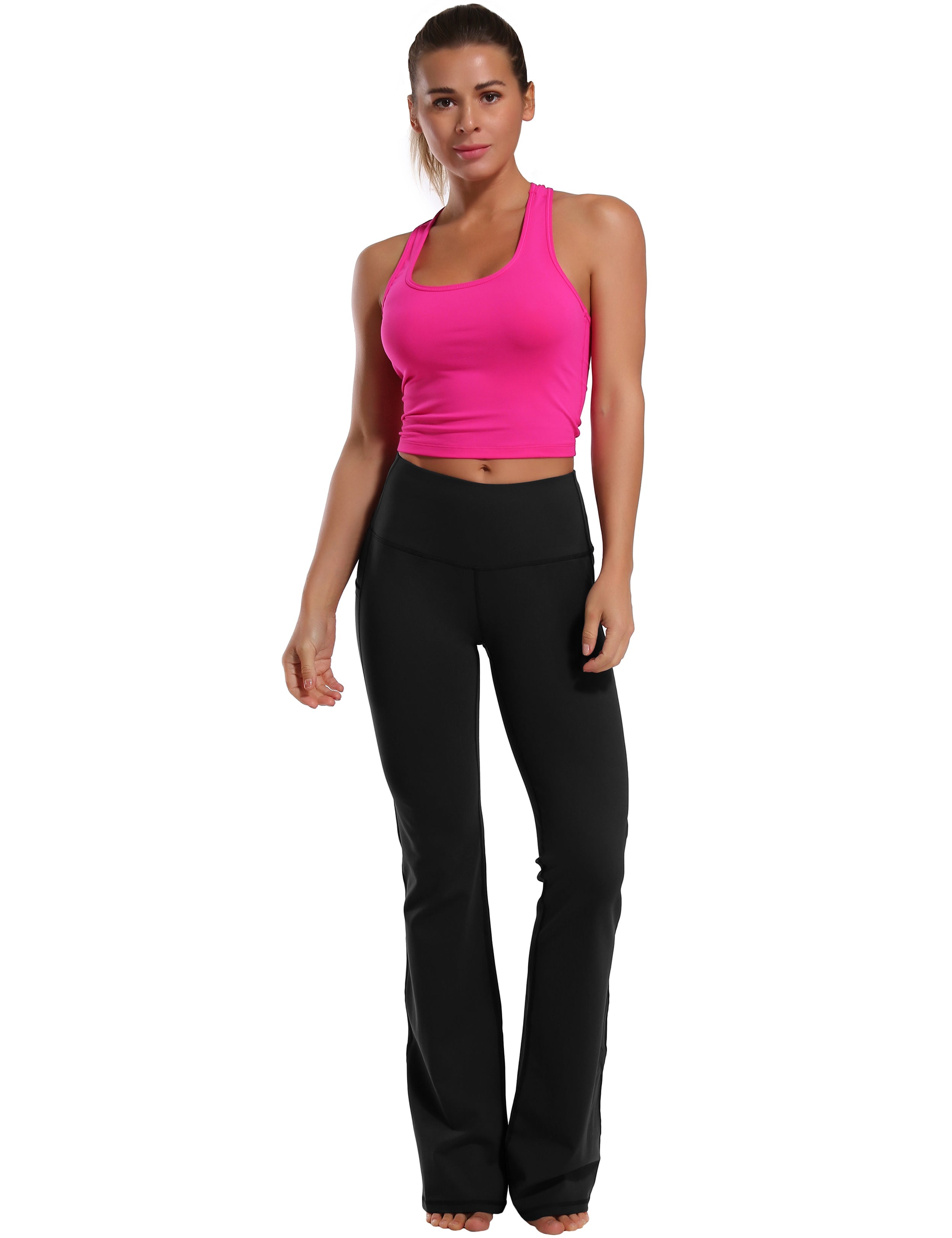 139 Side Pockets Bootcut Leggings black 87%Nylon/13%Spandex Fabric doesn't attract lint easily 4-way stretch No see-through Moisture-wicking Tummy control Inner pocket Four lengths