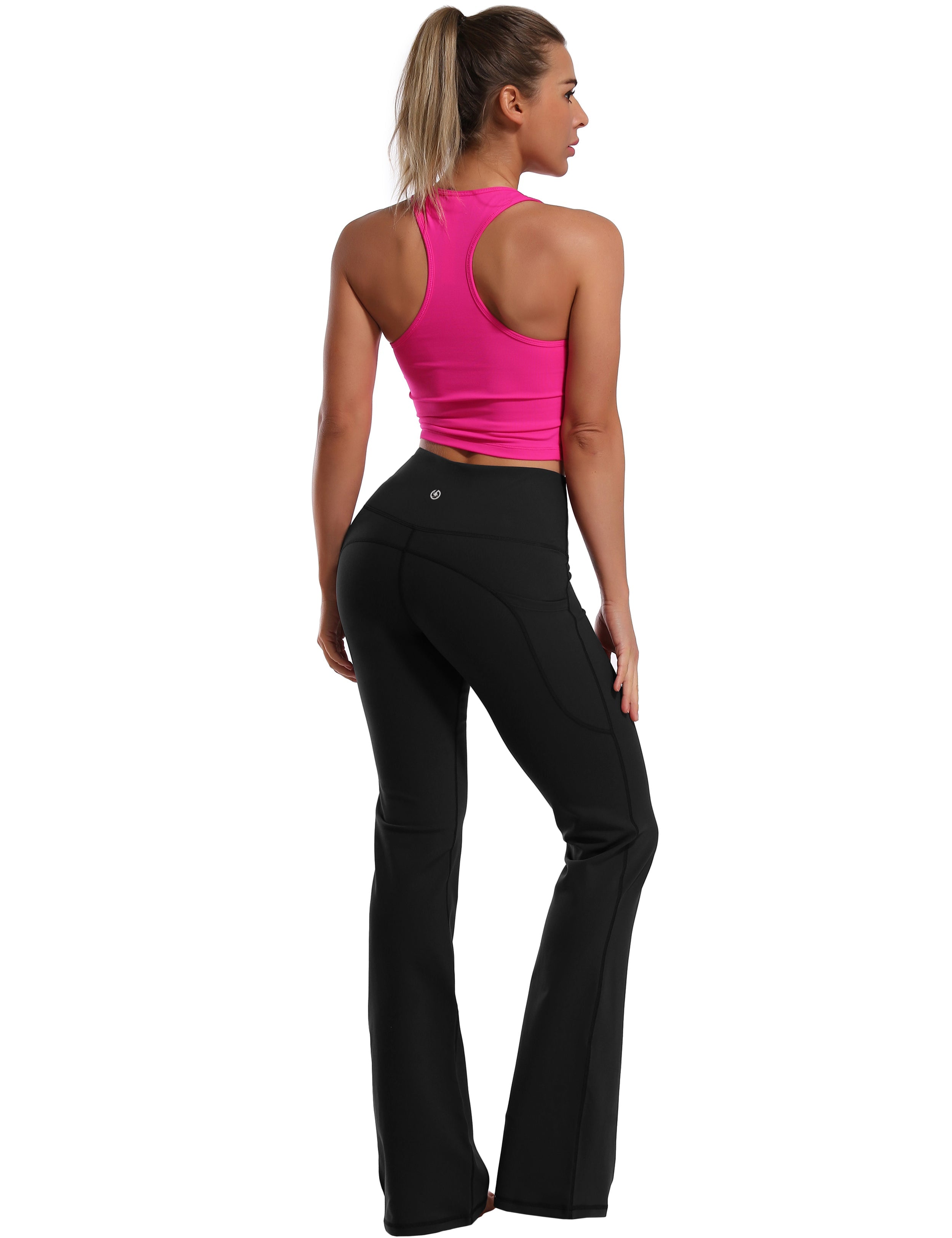 139 Side Pockets Bootcut Leggings black 87%Nylon/13%Spandex Fabric doesn't attract lint easily 4-way stretch No see-through Moisture-wicking Tummy control Inner pocket Four lengths