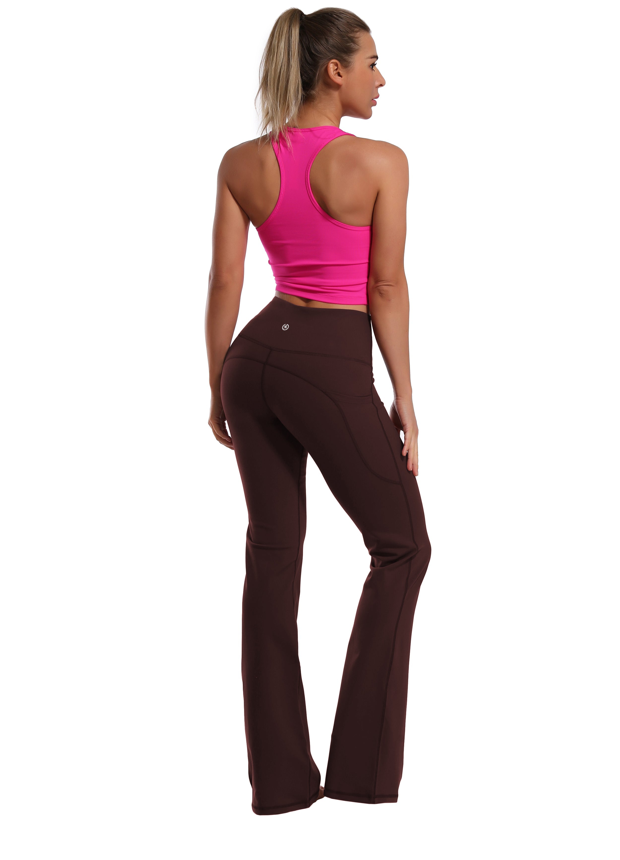 139 Side Pockets Bootcut Leggings mahoganymaroon 87%Nylon/13%Spandex Fabric doesn't attract lint easily 4-way stretch No see-through Moisture-wicking Tummy control Inner pocket Four lengths