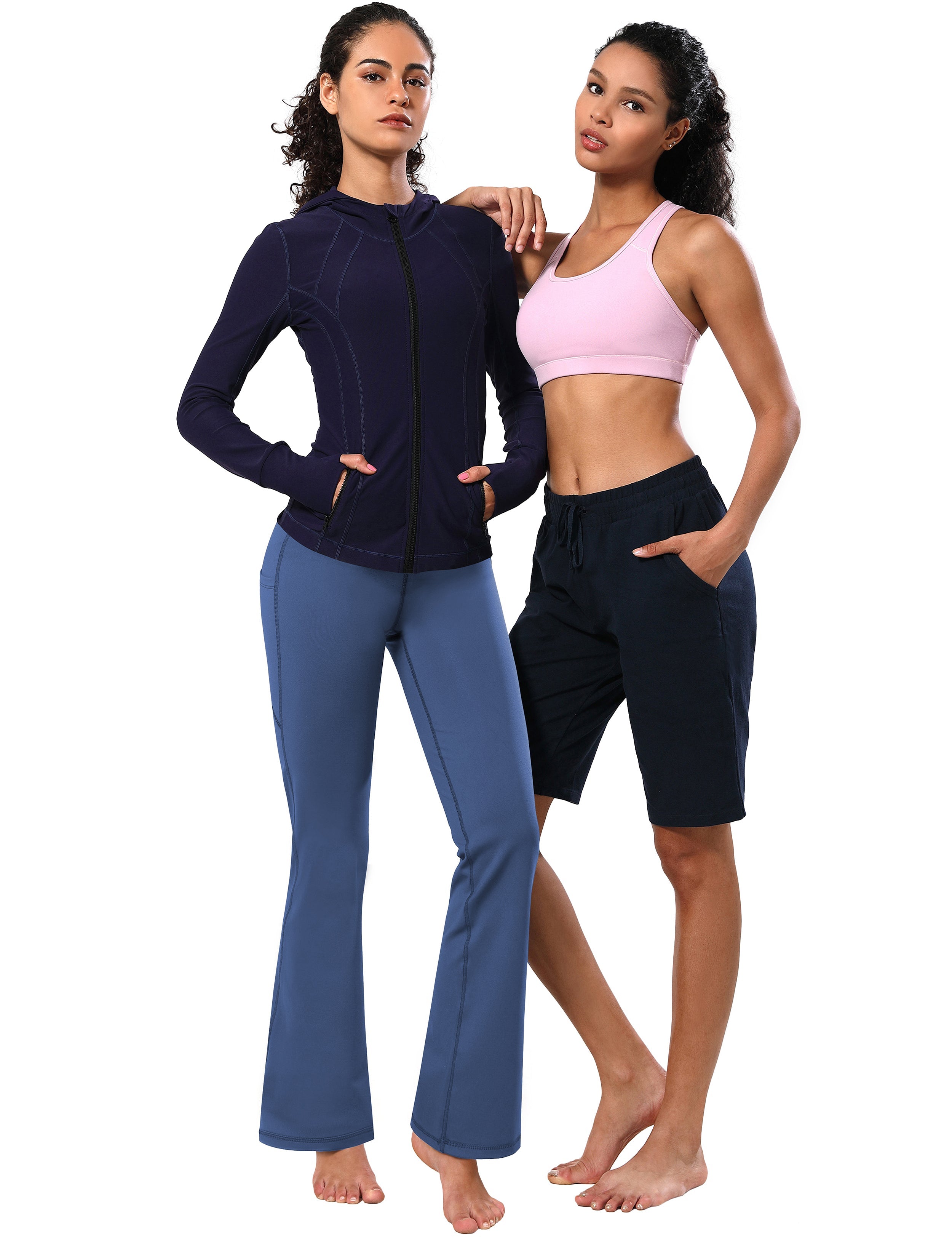 139 Side Pockets Bootcut Leggings purplishblue 87%Nylon/13%Spandex Fabric doesn't attract lint easily 4-way stretch No see-through Moisture-wicking Tummy control Inner pocket Four lengths